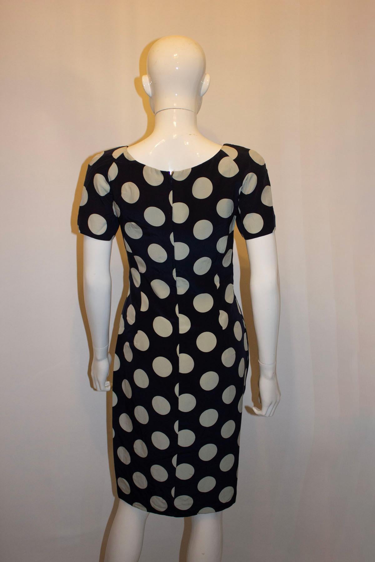 Vintage Bruce Oldfield Silk Spot Dress For Sale 1