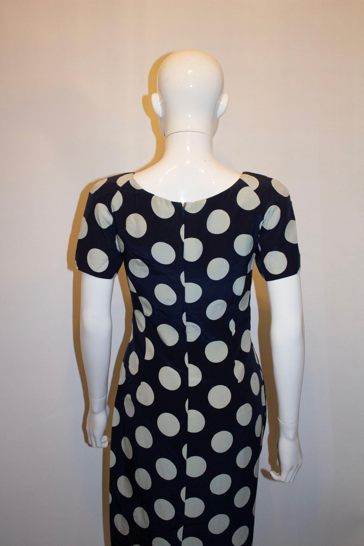 Vintage Bruce Oldfield Silk Spot Dress For Sale 2
