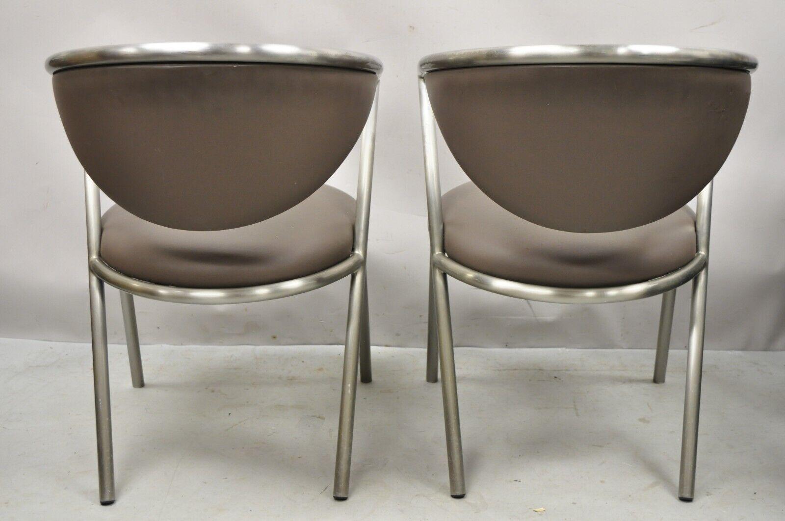 Vintage Brueton Mid-Century Modern Tubular Steel Cat Eye Chairs, a Pair For Sale 3
