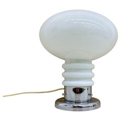 Vintage Brumberg space age table lamp opaline and chrome , 1970’s