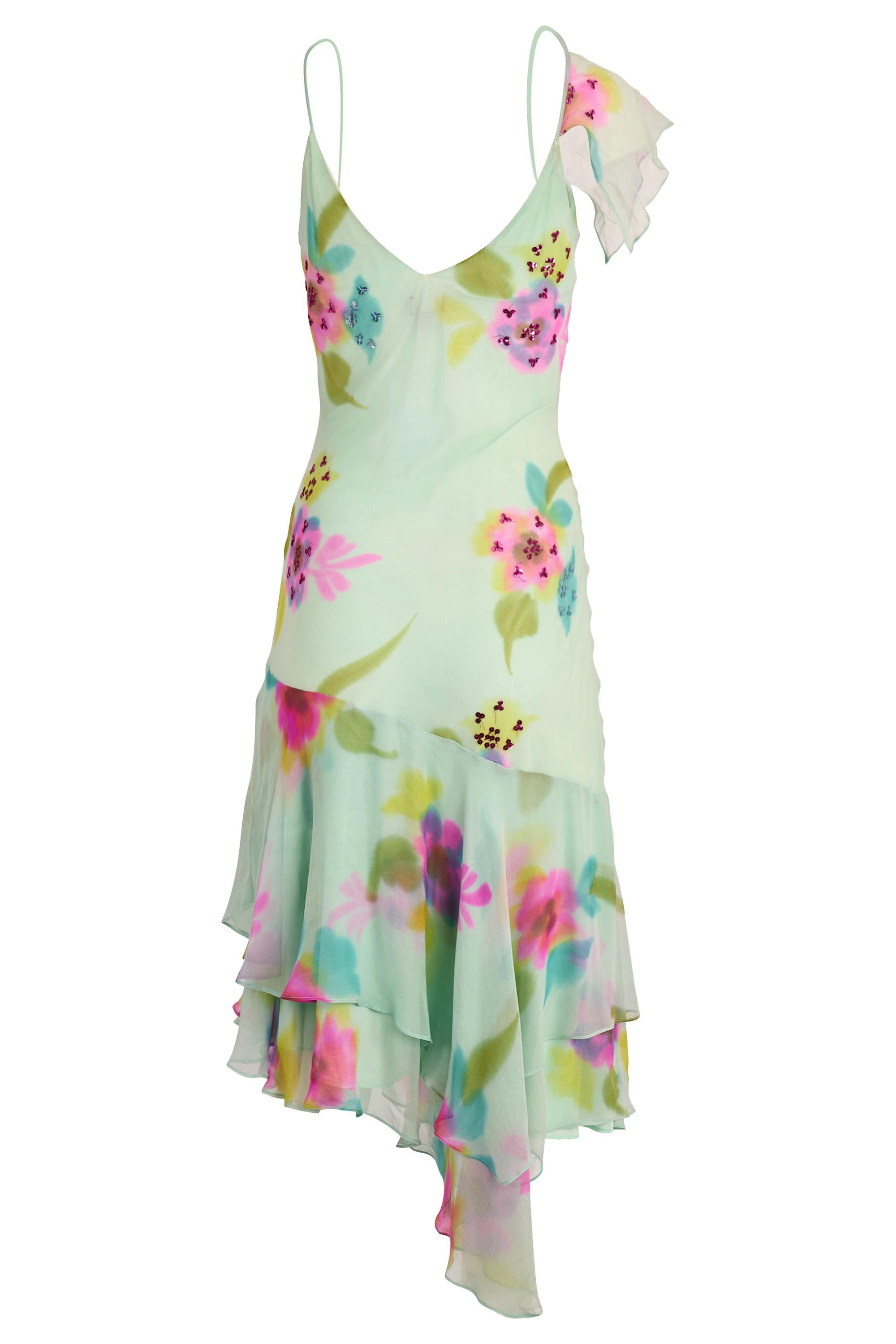 Vestido Midi Vintage Brunella Estampado Floral Azul Claro en Excelente estado para la venta en London, GB