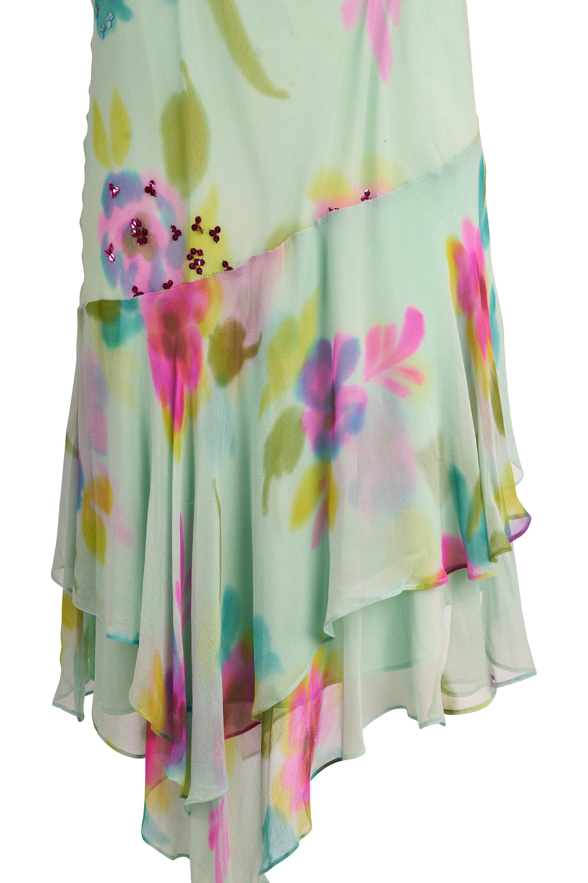 Femenino o masculino Vestido Midi Vintage Brunella Estampado Floral Azul Claro en venta