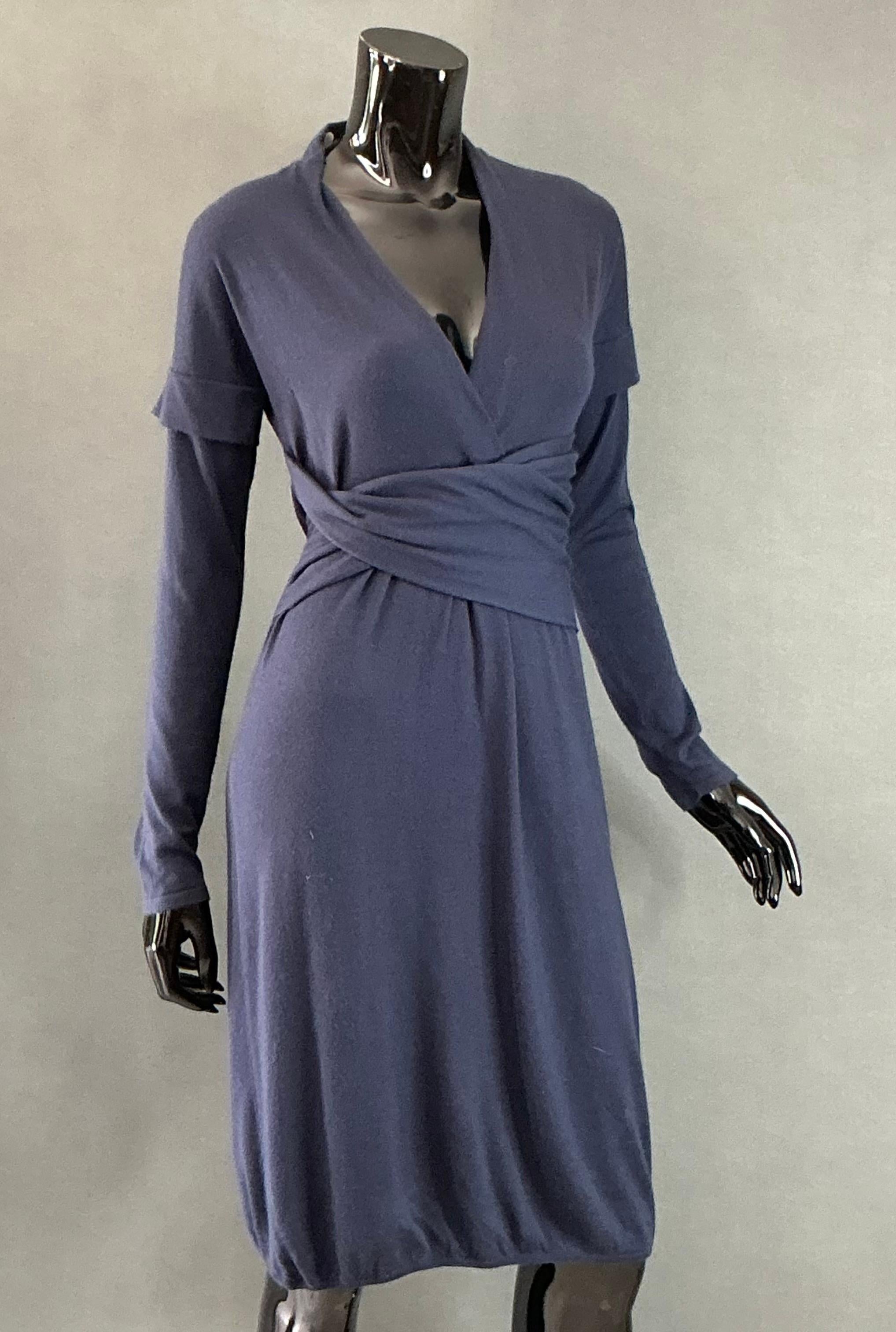 Vintage Brunello Cucinelli Cashmere Navy Dress In Good Condition For Sale In Lake Worth Beach, FL