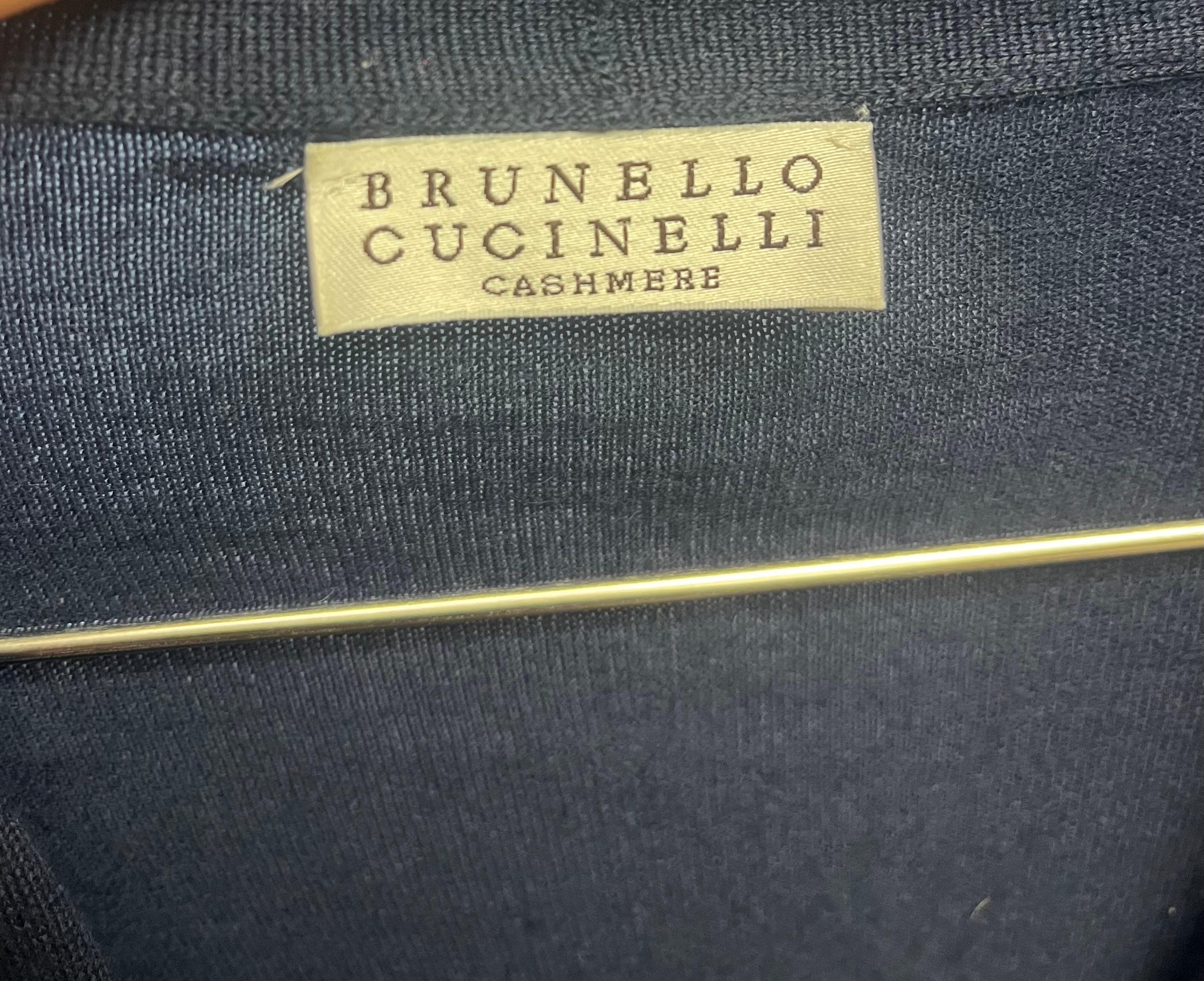 Vintage Brunello Cucinelli Cashmere Navy Dress For Sale 4