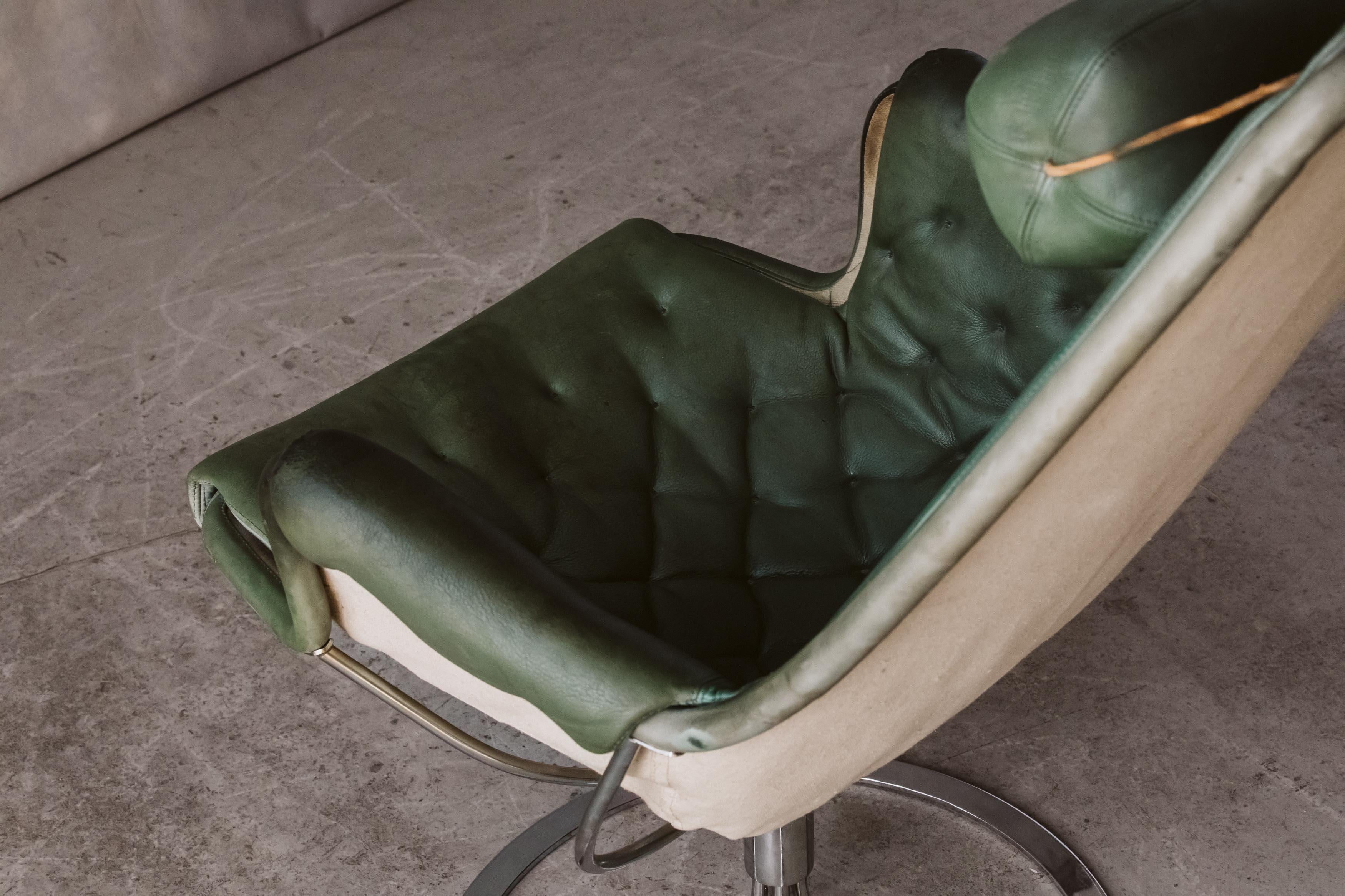 Leather Vintage Bruno Mathsson Lounge Chair, Model Jetson, Circa 1980