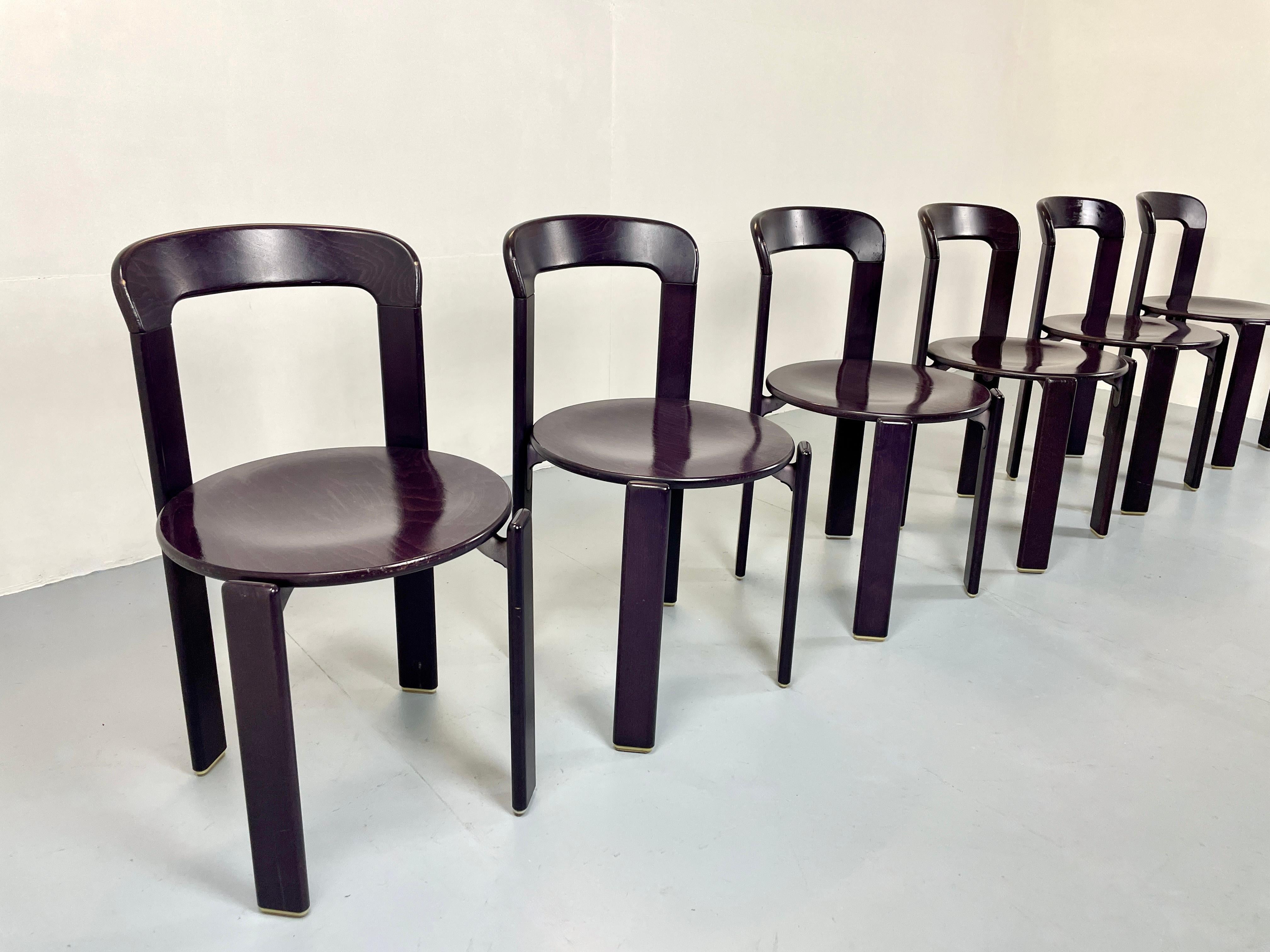 Post-Modern Vintage Bruno Rey Chairs by Kusch Co. in Eggplant / Violett, 1970s