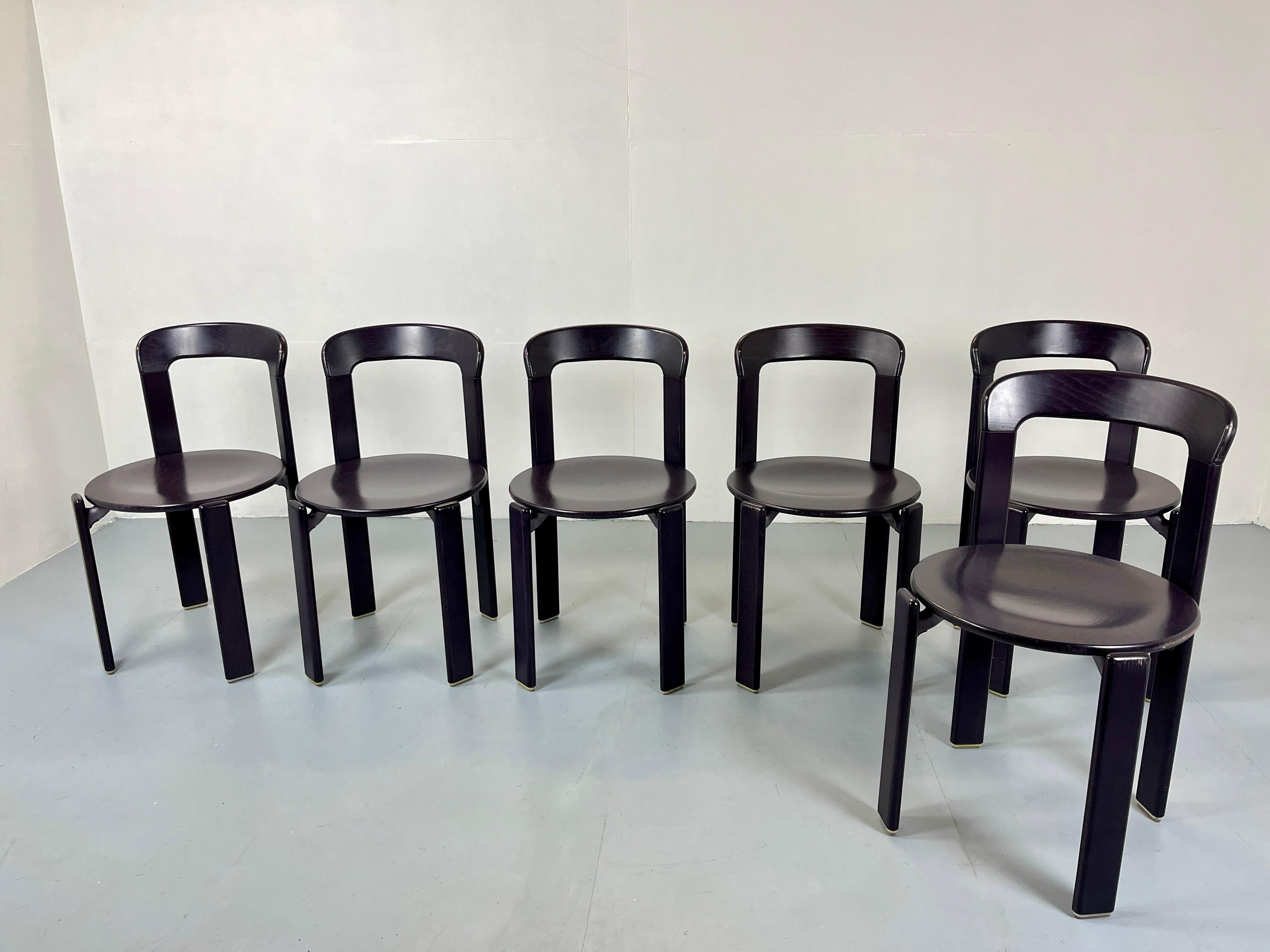 Late 20th Century Vintage Bruno Rey Chairs by Kusch Co. in Eggplant / Violett, 1970s