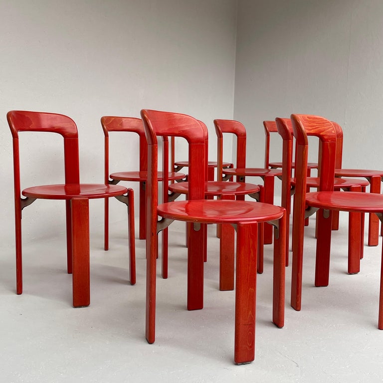 Vintage Bruno Rey Chairs by Kusch Co. in Red, 1970s For Sale at 1stDibs