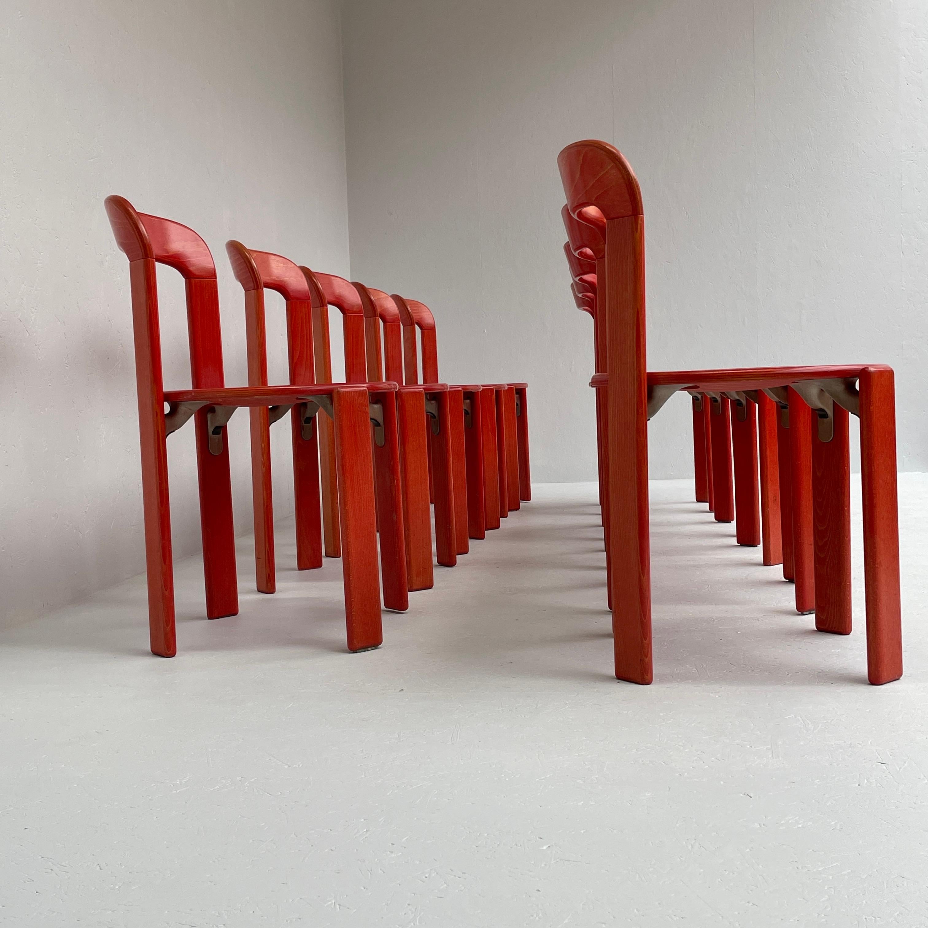 Swiss Vintage Bruno Rey Chairs by Kusch Co. in Red, 1970s