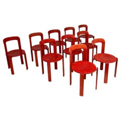 Vintage Bruno Rey Chairs by Kusch Co. in Red, 1970s