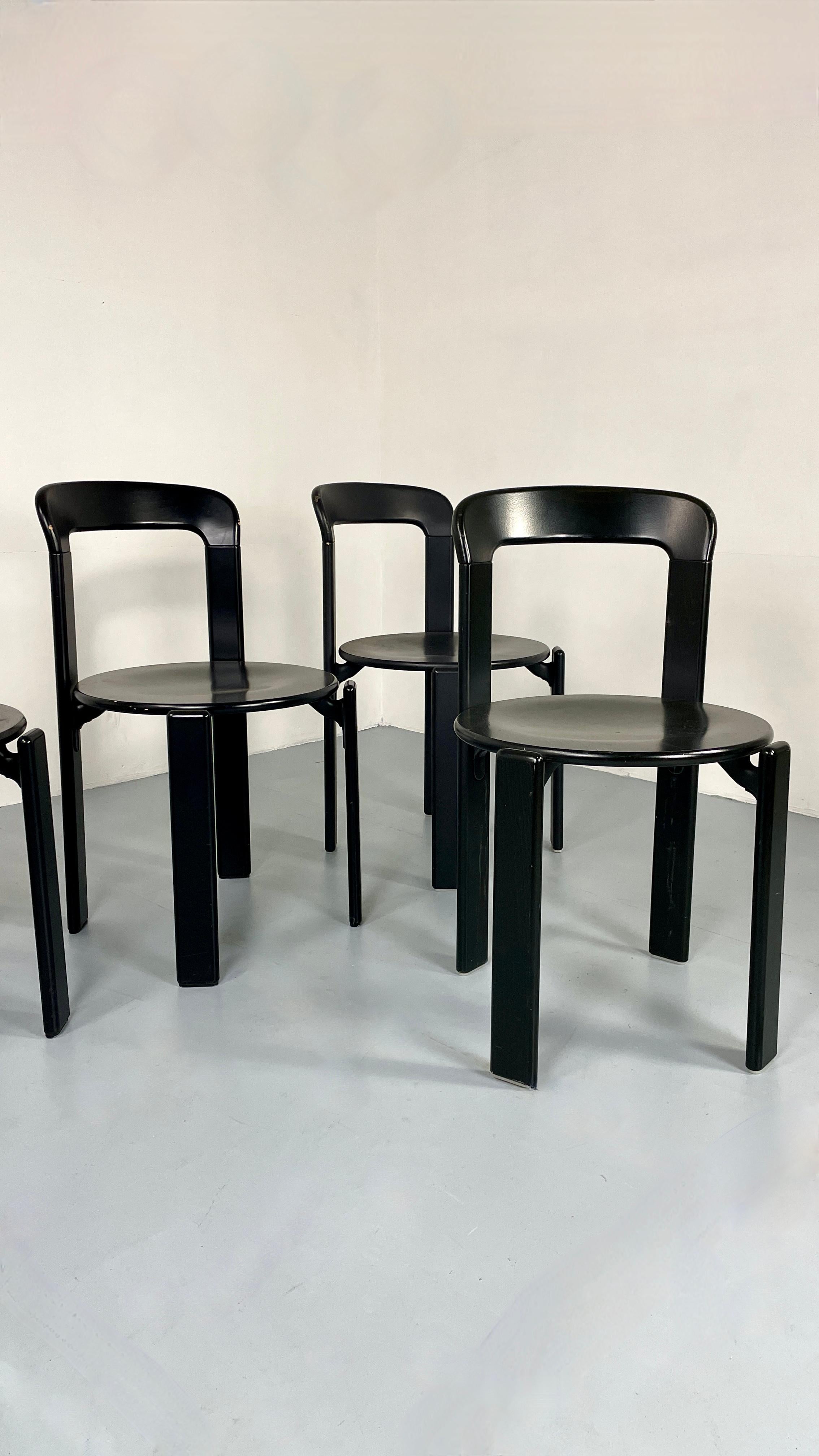 Vintage Bruno Rey Dinning Chairs Post-Modern Black Dieter Switzerland In Fair Condition In Alsdorf, NW