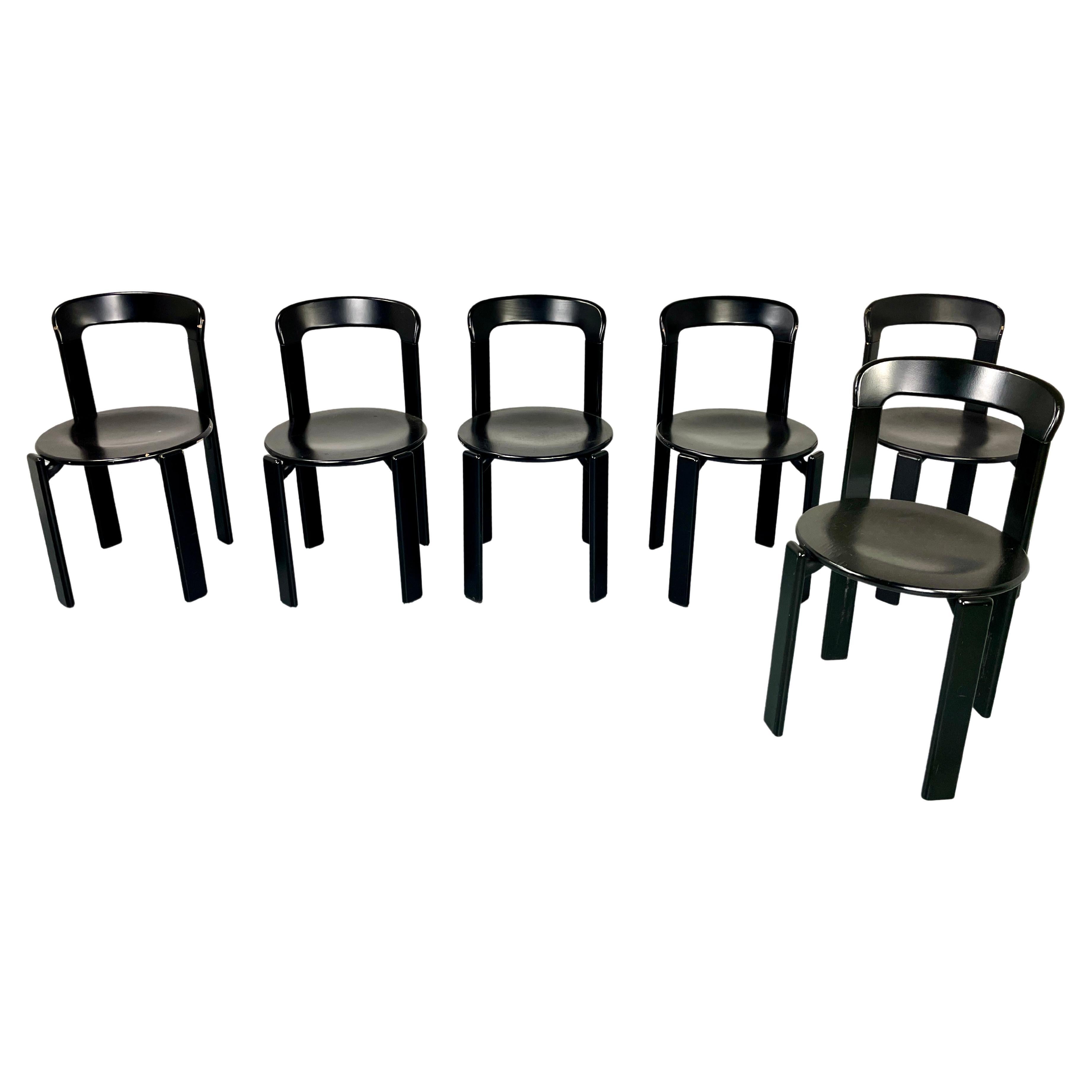 Vintage Bruno Rey Dinning Chairs Post-Modern Black Dieter Switzerland
