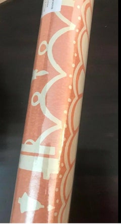 Vintage Brunschwig & Fils Iconic Lhasa Hand-Printed Wallpaper Melon Double Roll