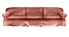 Vintage Brunschwig & Fils Peach Velvet Cavendish down-filled 3-Seat Sofa
