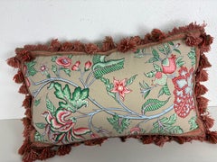 Vintage Brunschwig & Fils tasseled floral lumbar pillows/a pair