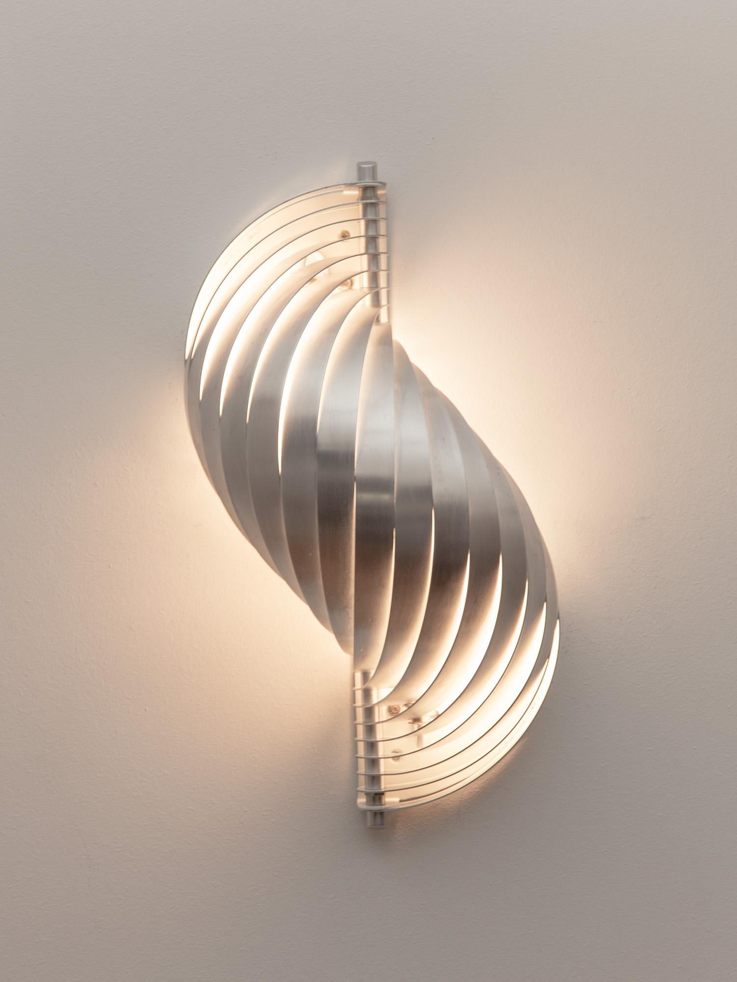 Applique vintage en aluminium brossé Henri Mathieu, France, années 1960 en vente 2