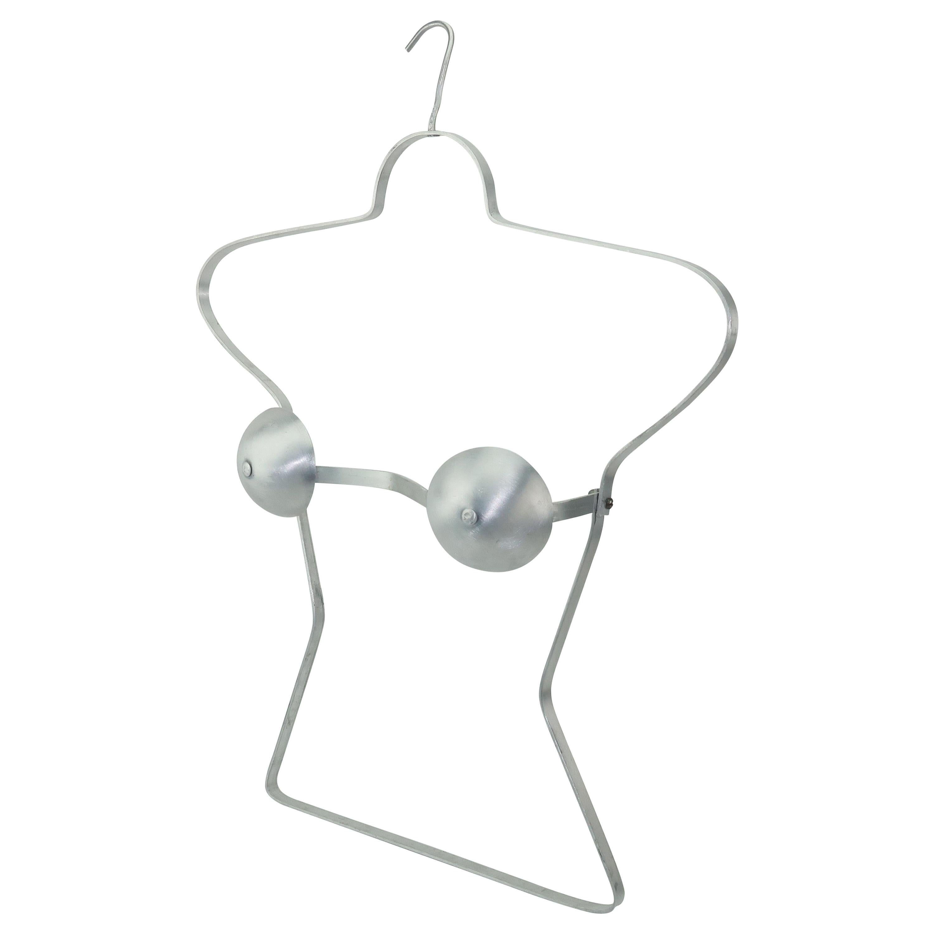 Vintage Brushed Aluminum Female Torso Hanger Sculpture