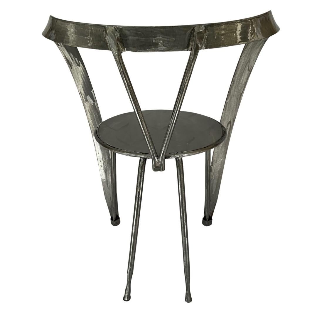 Unknown Vintage Brushed Metal Ribbon Chair For Sale