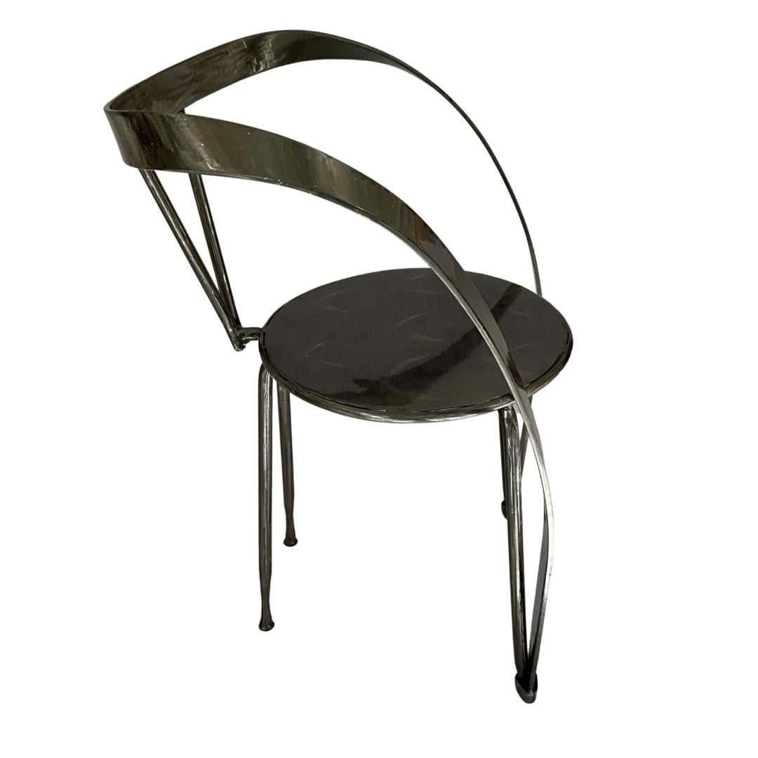 Metalwork Vintage Brushed Metal Ribbon Chair For Sale