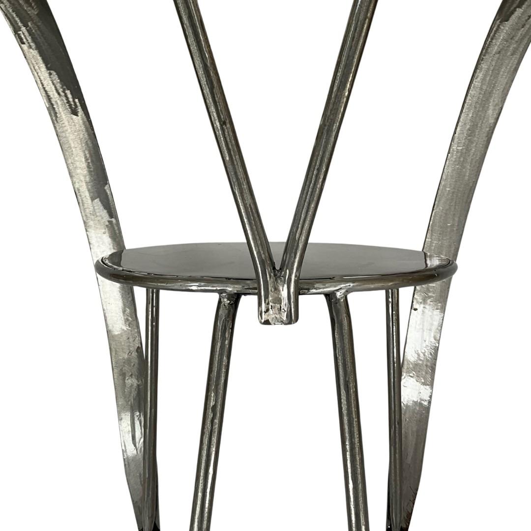 Vintage Brushed Metal Ribbon Chair In Good Condition For Sale In Los Angeles, CA
