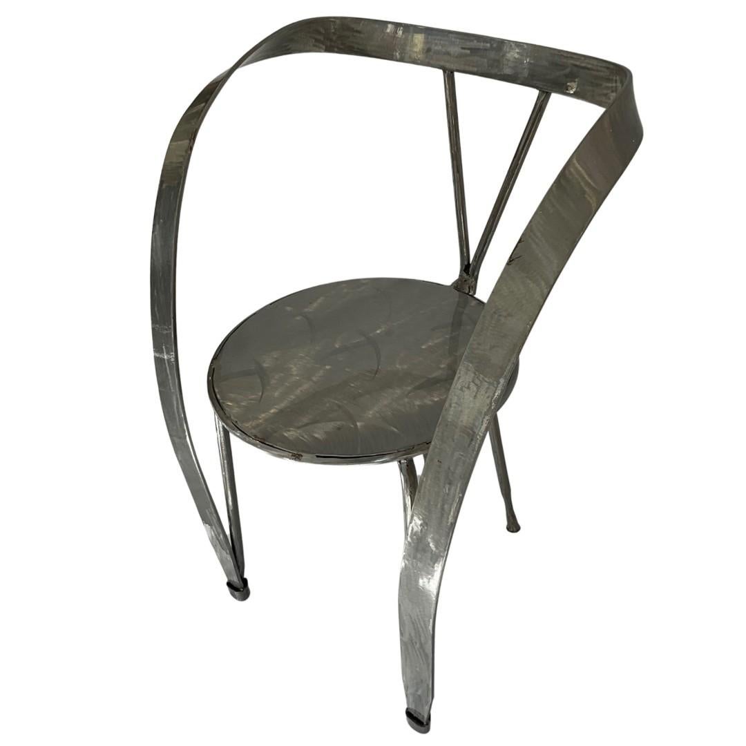 Late 20th Century Vintage Brushed Metal Ribbon Chair For Sale