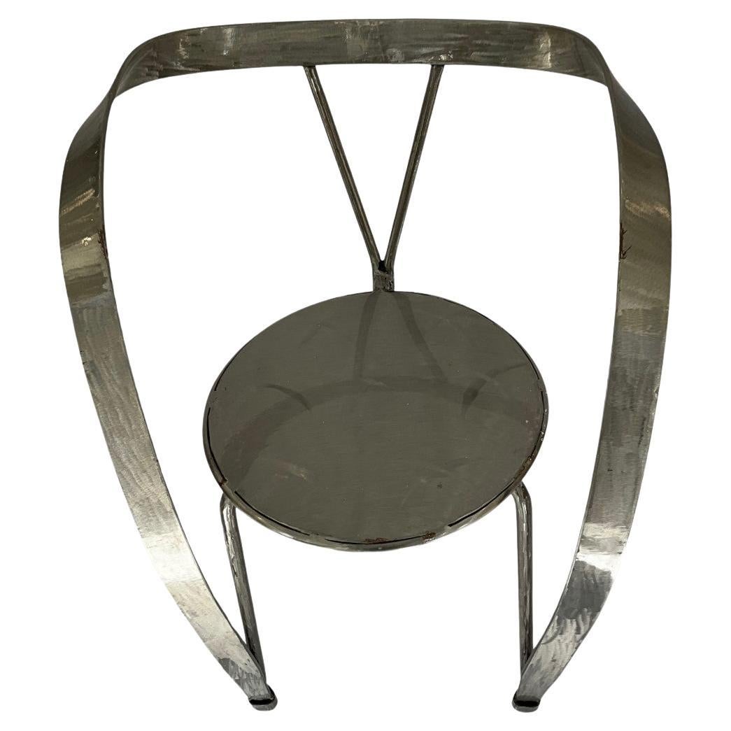 Vintage Brushed Metal Ribbon Chair For Sale