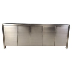 Vintage brushed steel credenza by Belgochrom, 1980s