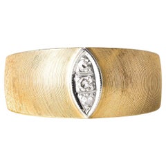 Anillo vintage de diamantes cepillado con tres piedras Oro de 18 y 14 quilates