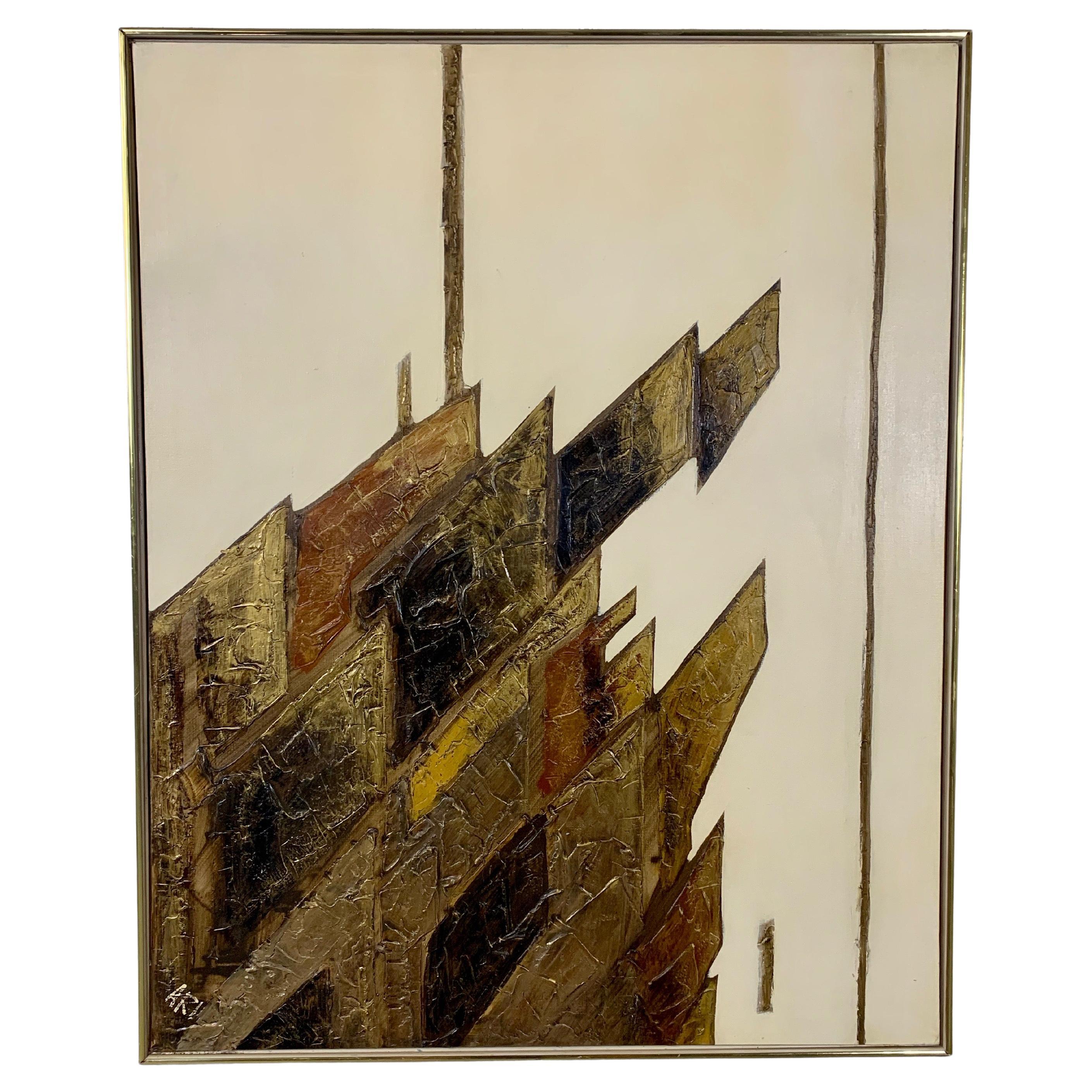 Vintage Brutal Skyline dipinto su tela