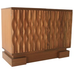 Vintage Brutalist 2-Door Sideboard  with graphic door panels, Refurbished