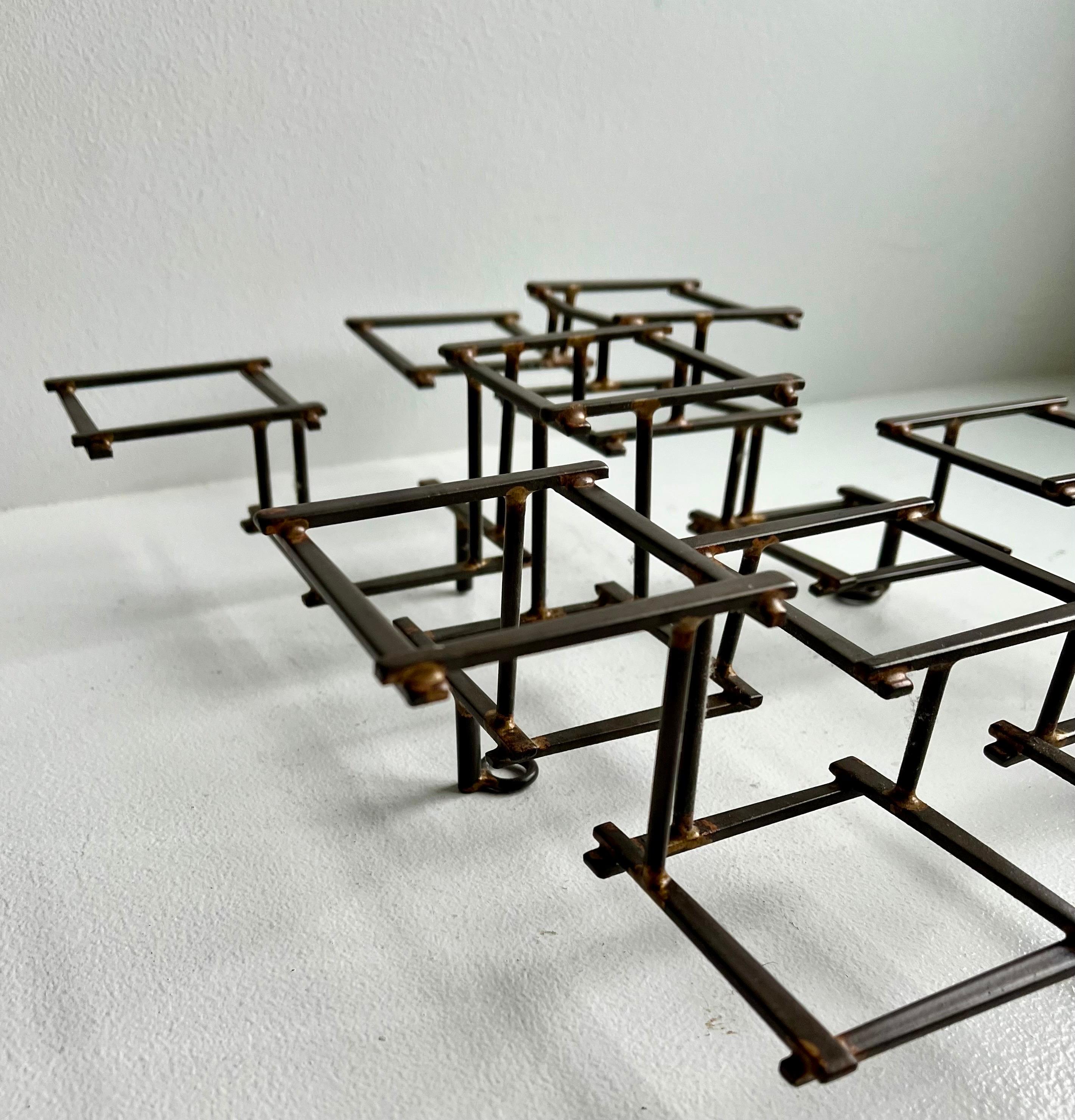 Vintage Brutalist Abstract Metal Nail Wall Art Sculpture, circa 1970 For Sale 5