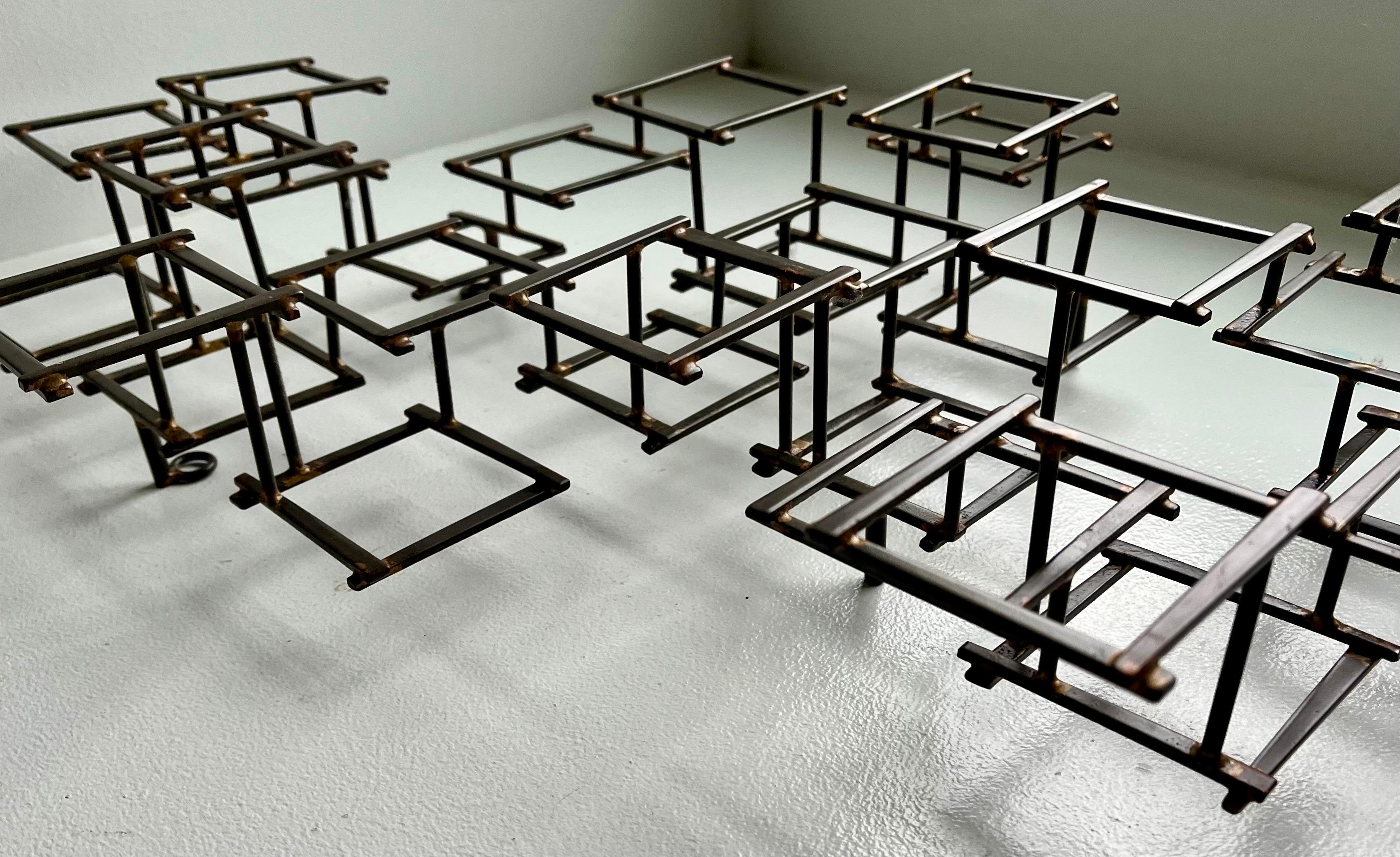 Vintage Brutalist Abstract Metal Nail Wall Art Sculpture, circa 1970 For Sale 6