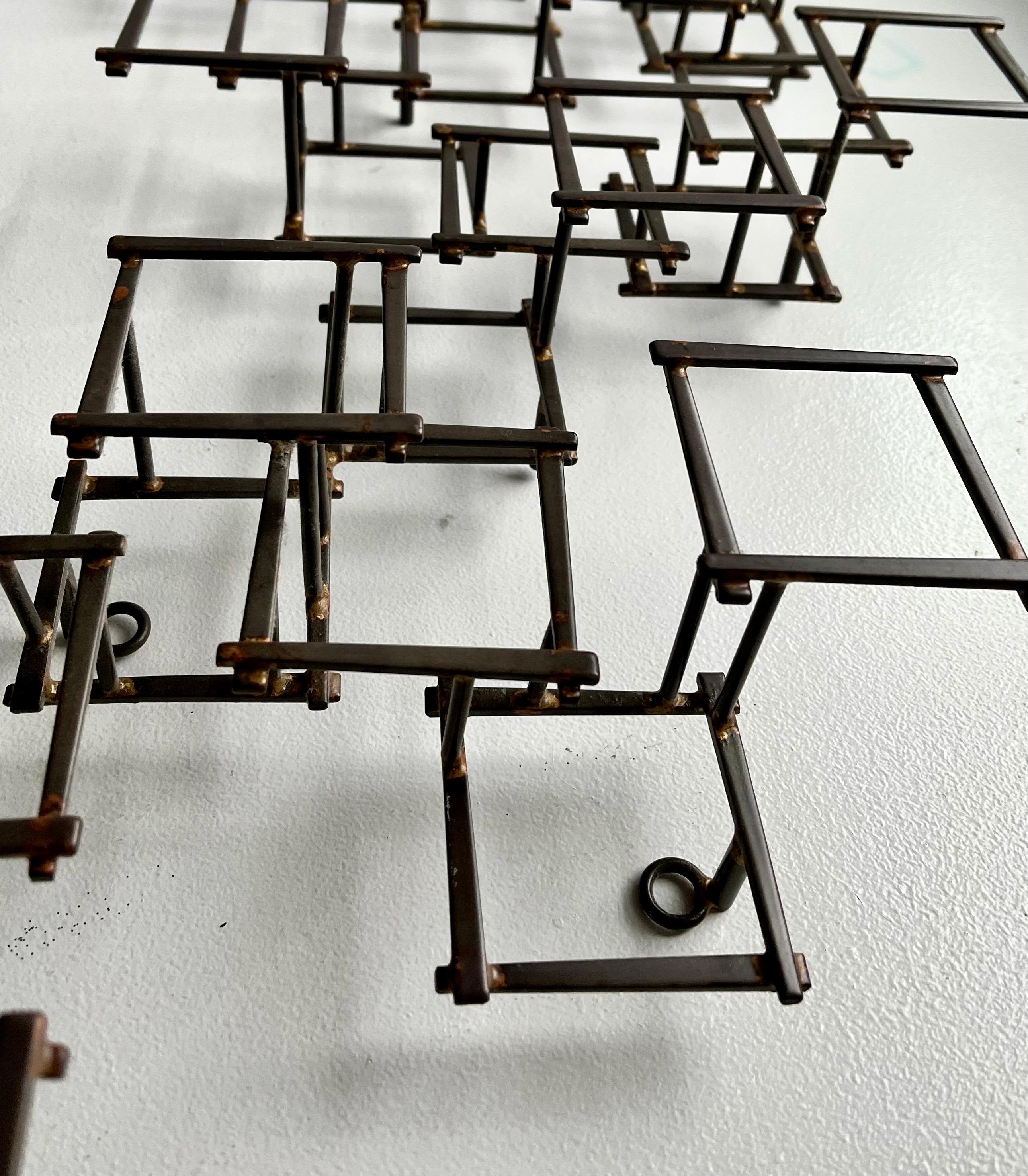 Vintage Brutalist Abstract Metal Nail Wall Art Sculpture, circa 1970 For Sale 7