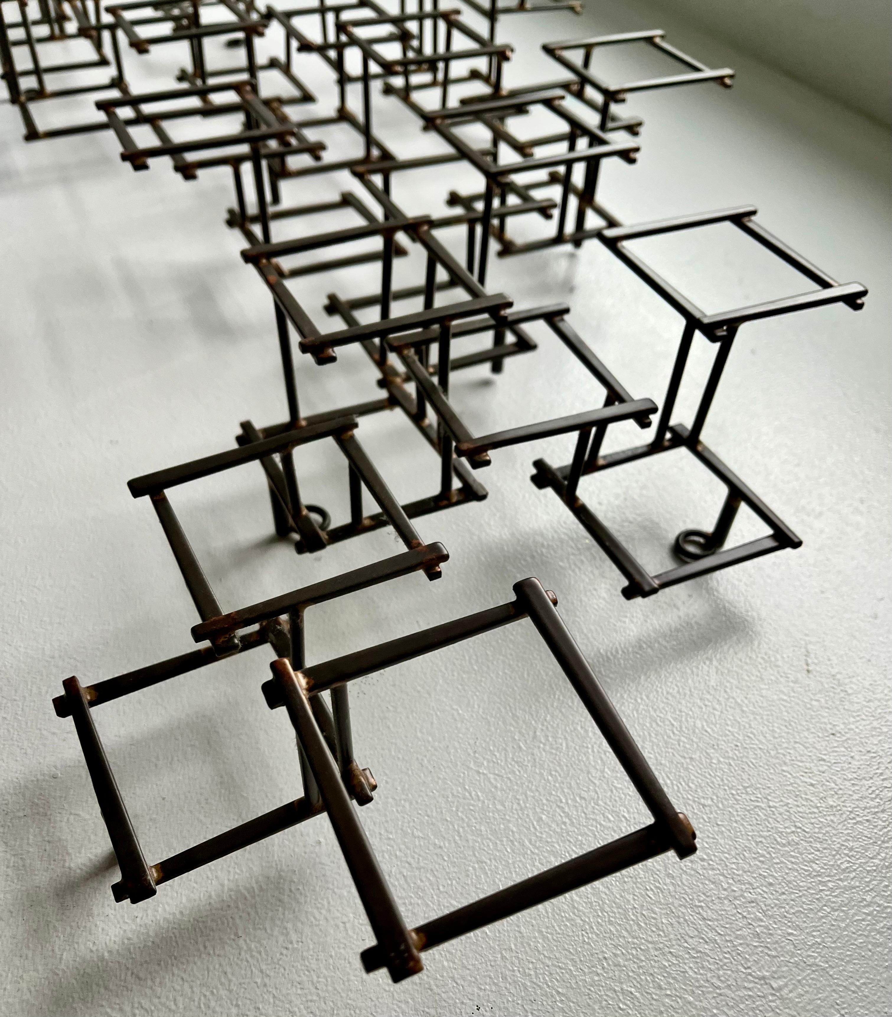Vintage Brutalist Abstract Metal Nail Wall Art Sculpture, circa 1970 For Sale 8