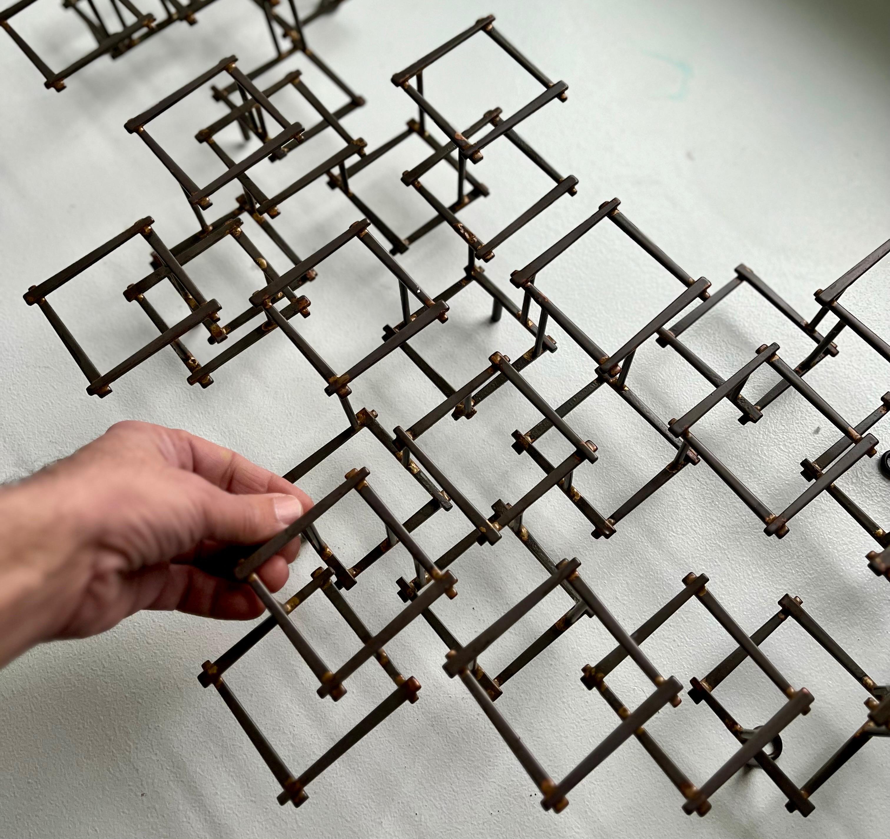 Vintage Brutalist Abstract Metal Nail Wall Art Sculpture, circa 1970 For Sale 10
