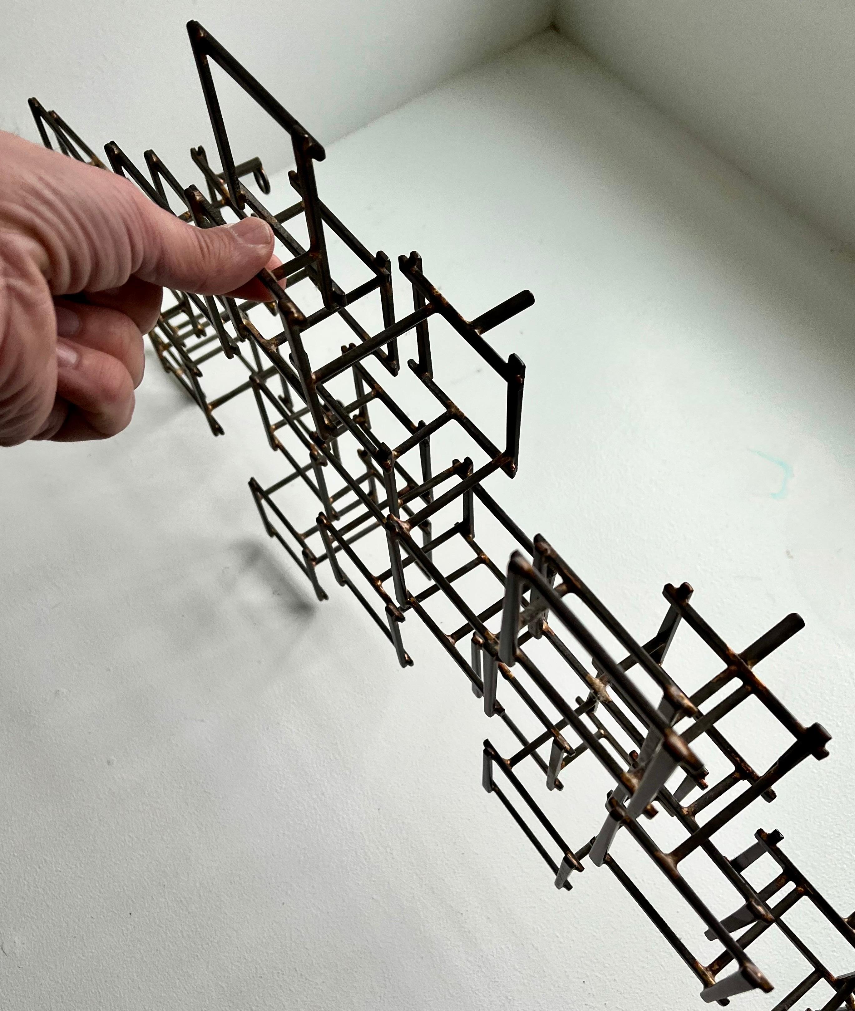 Vintage Brutalist Abstract Metal Nail Wall Art Sculpture, circa 1970 For Sale 11