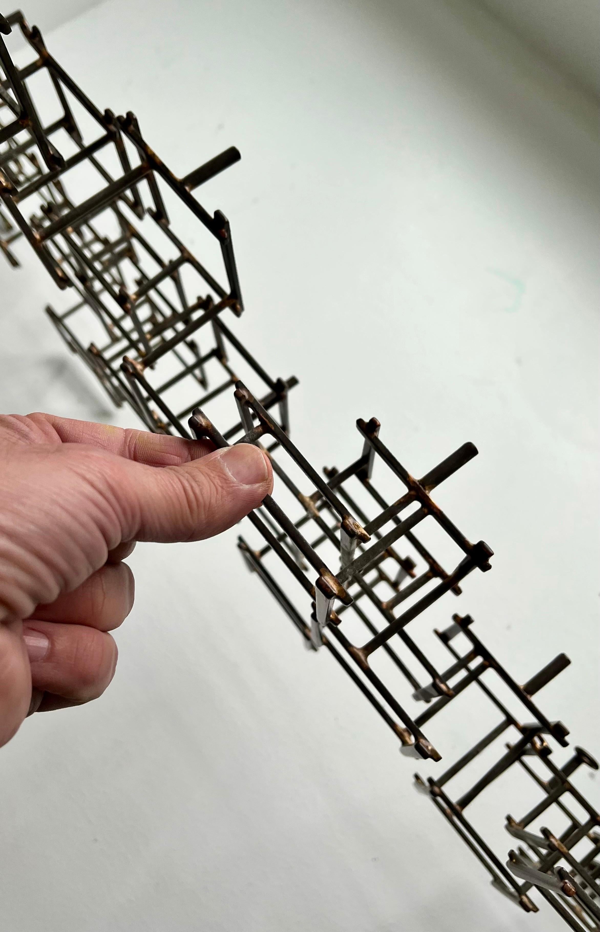 Vintage Brutalist Abstract Metal Nail Wall Art Sculpture, circa 1970 For Sale 12