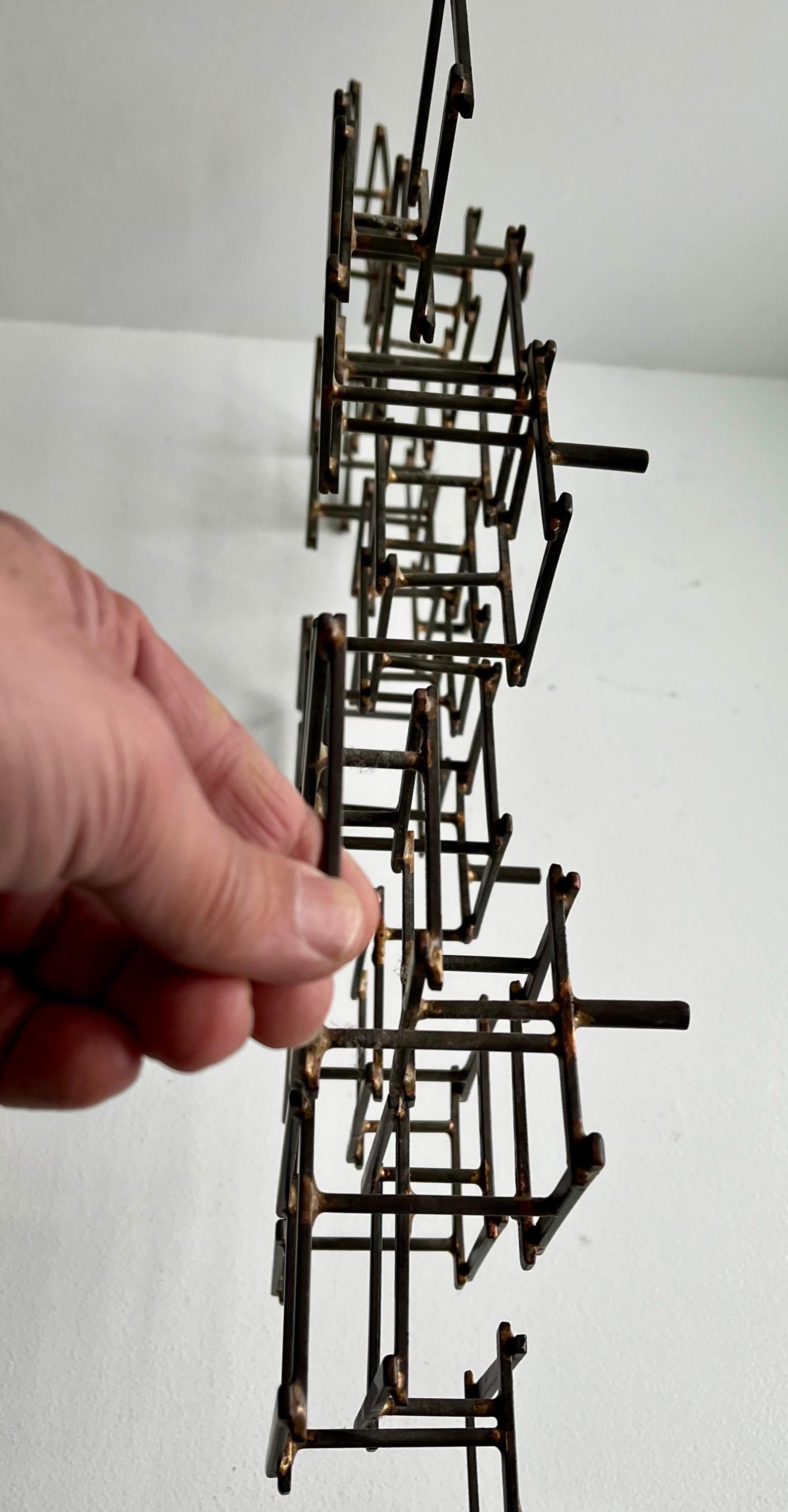 Vintage Brutalist Abstract Metal Nail Wall Art Sculpture, circa 1970 For Sale 13