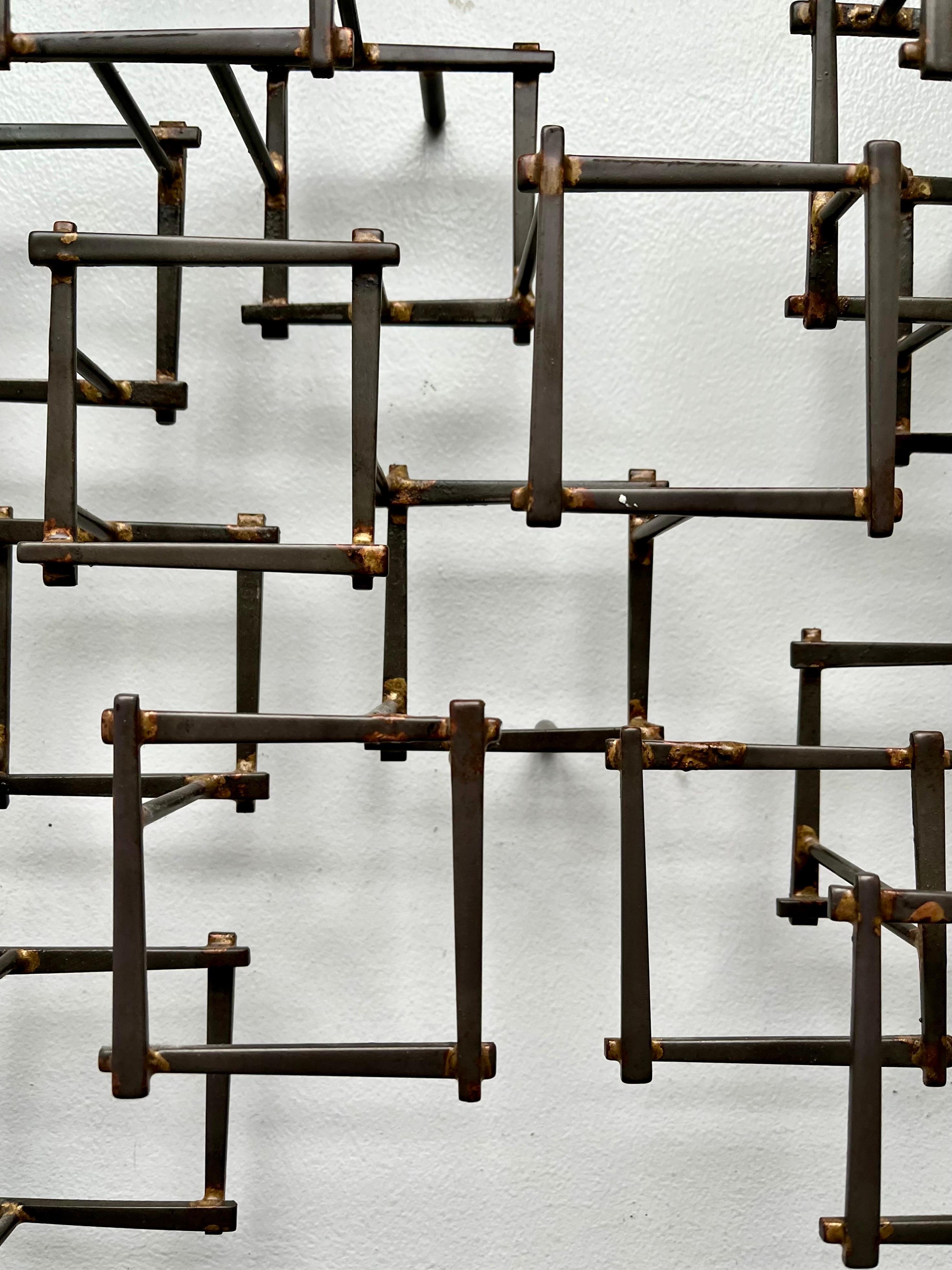 Vintage Brutalist Abstract Metal Nail Wall Art Sculpture, circa 1970 For Sale 1