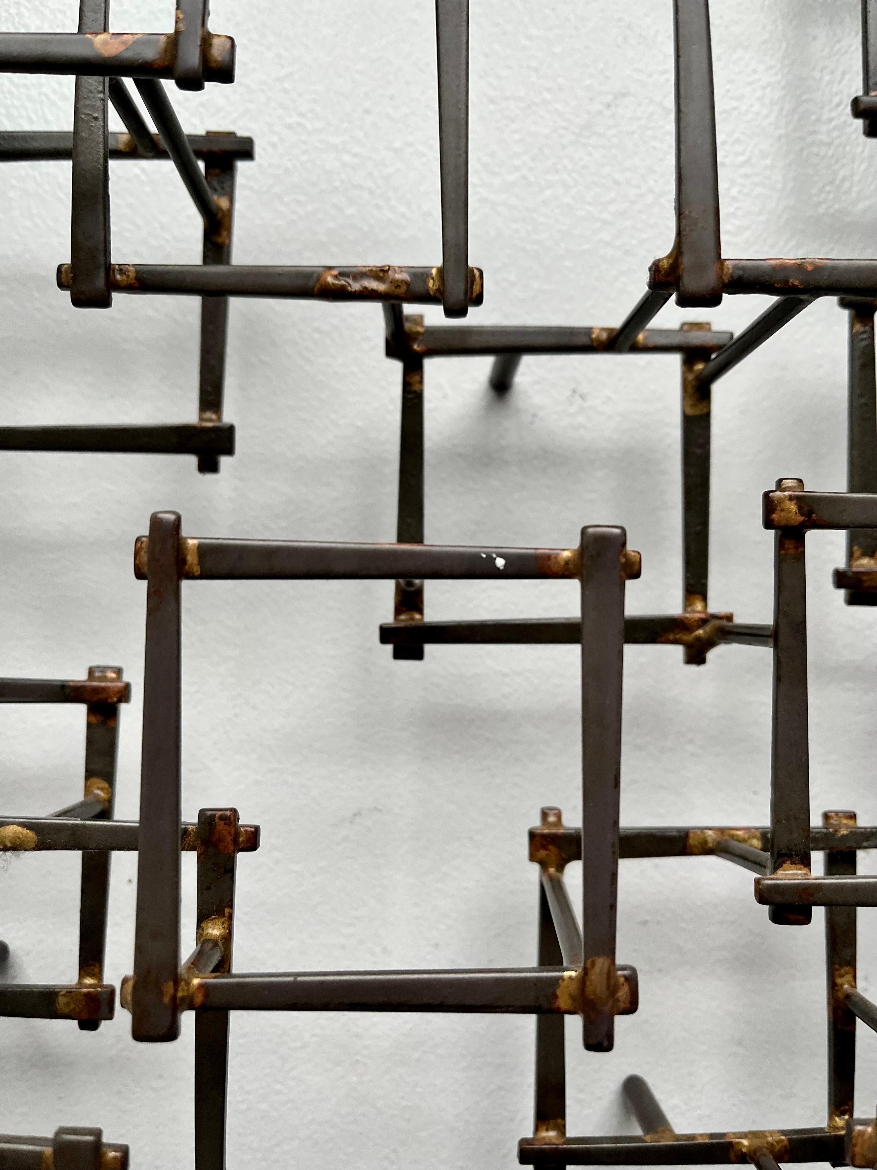 Vintage Brutalist Abstract Metal Nail Wall Art Sculpture, circa 1970 For Sale 2