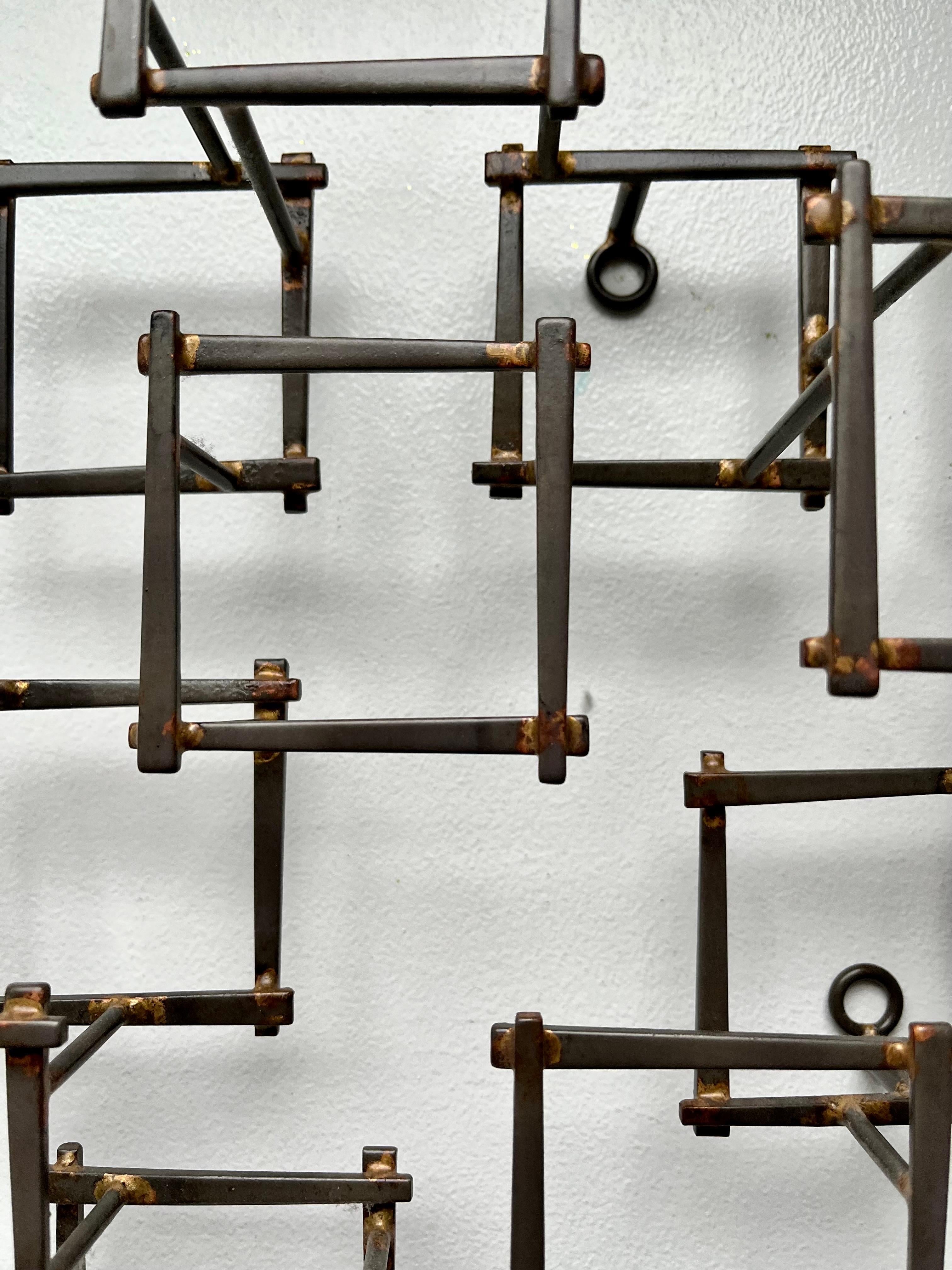 Vintage Brutalist Abstract Metal Nail Wall Art Sculpture, circa 1970 For Sale 3