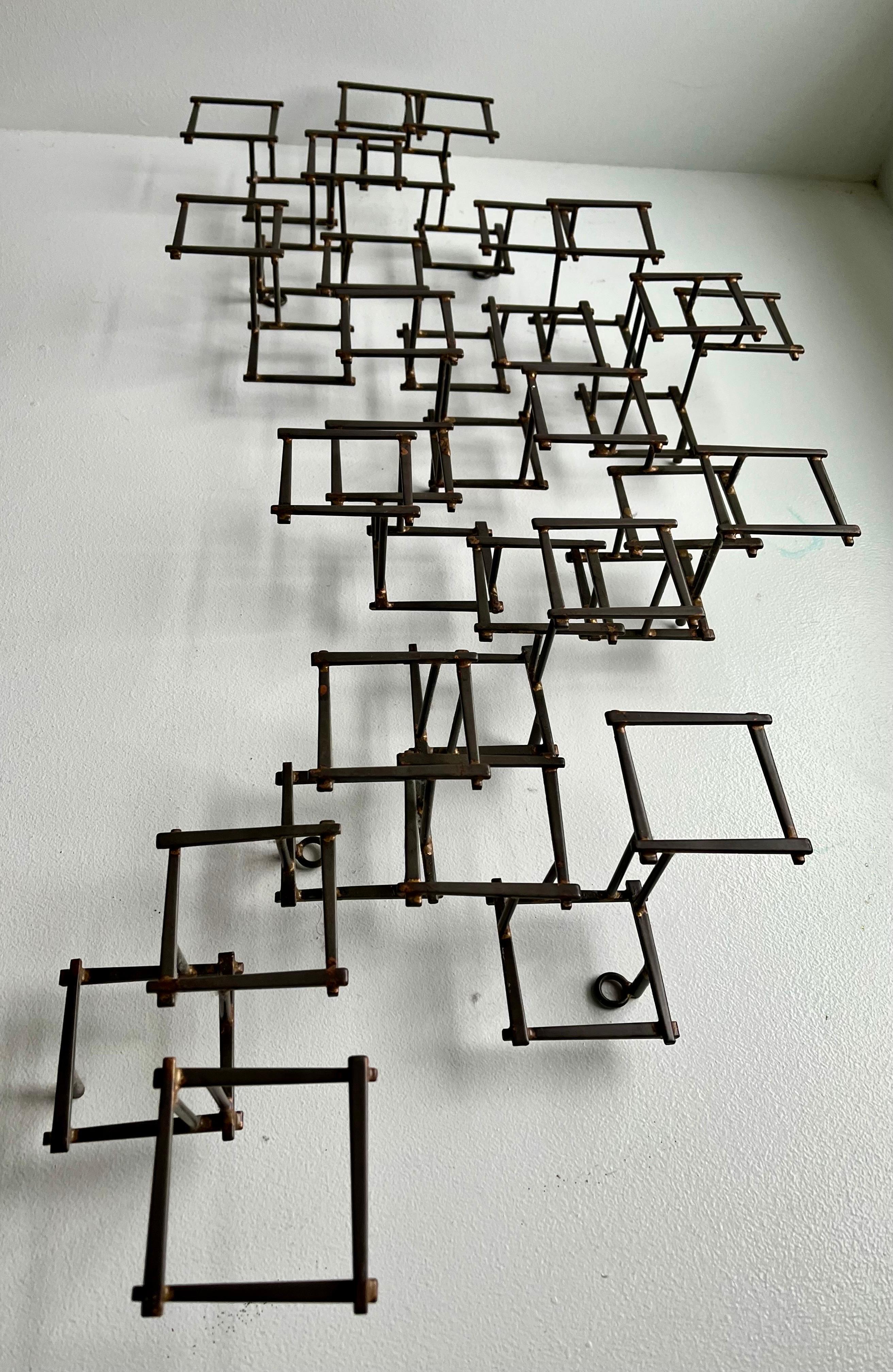 Vintage Brutalist Abstract Metal Nail Wall Art Sculpture, circa 1970 For Sale 4