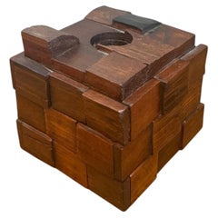 Vintage Brutalist Abstract Wood Tissue Box