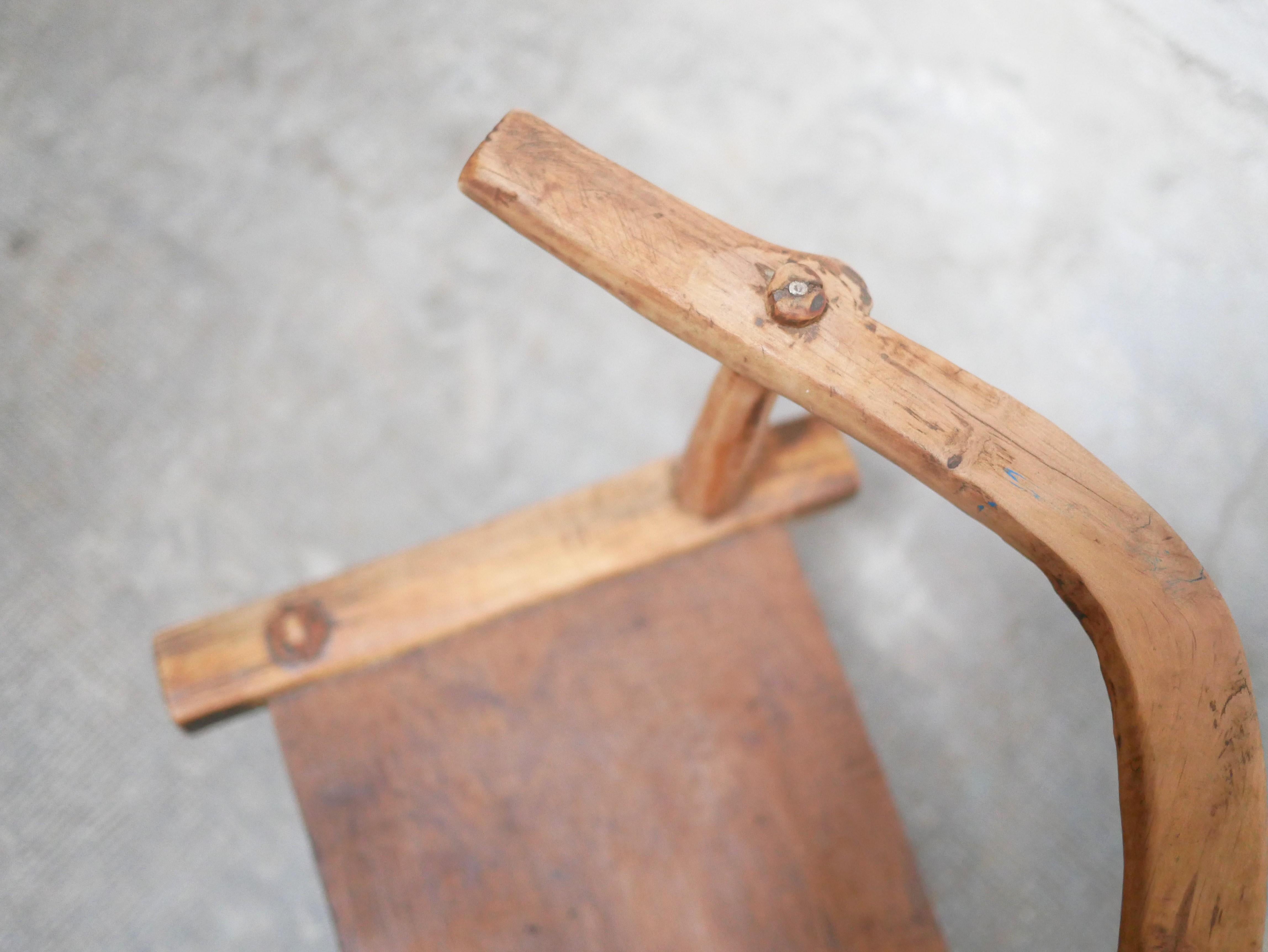 Wood Vintage Brutalist African Chair