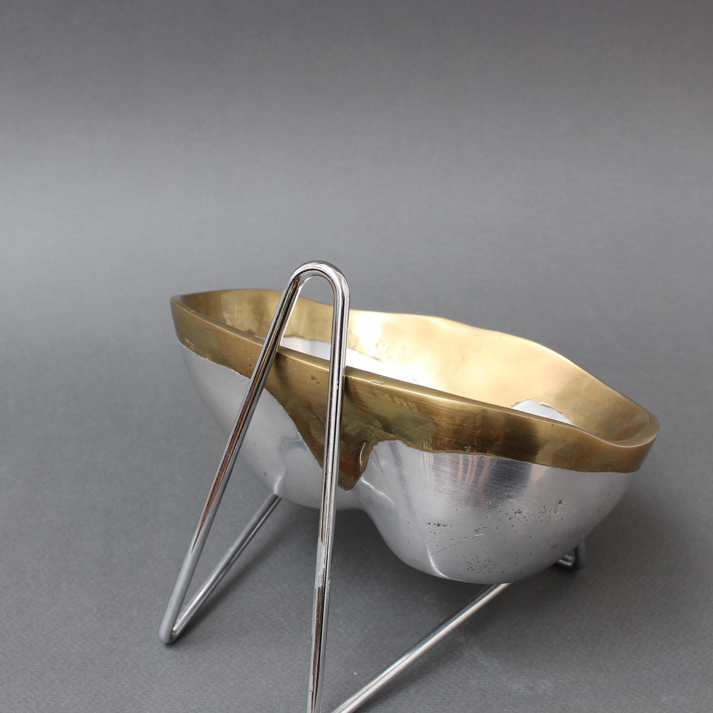 Late 20th Century Vintage Brutalist Aluminium and Brass Bowl by David Marshall (circa 1980s)