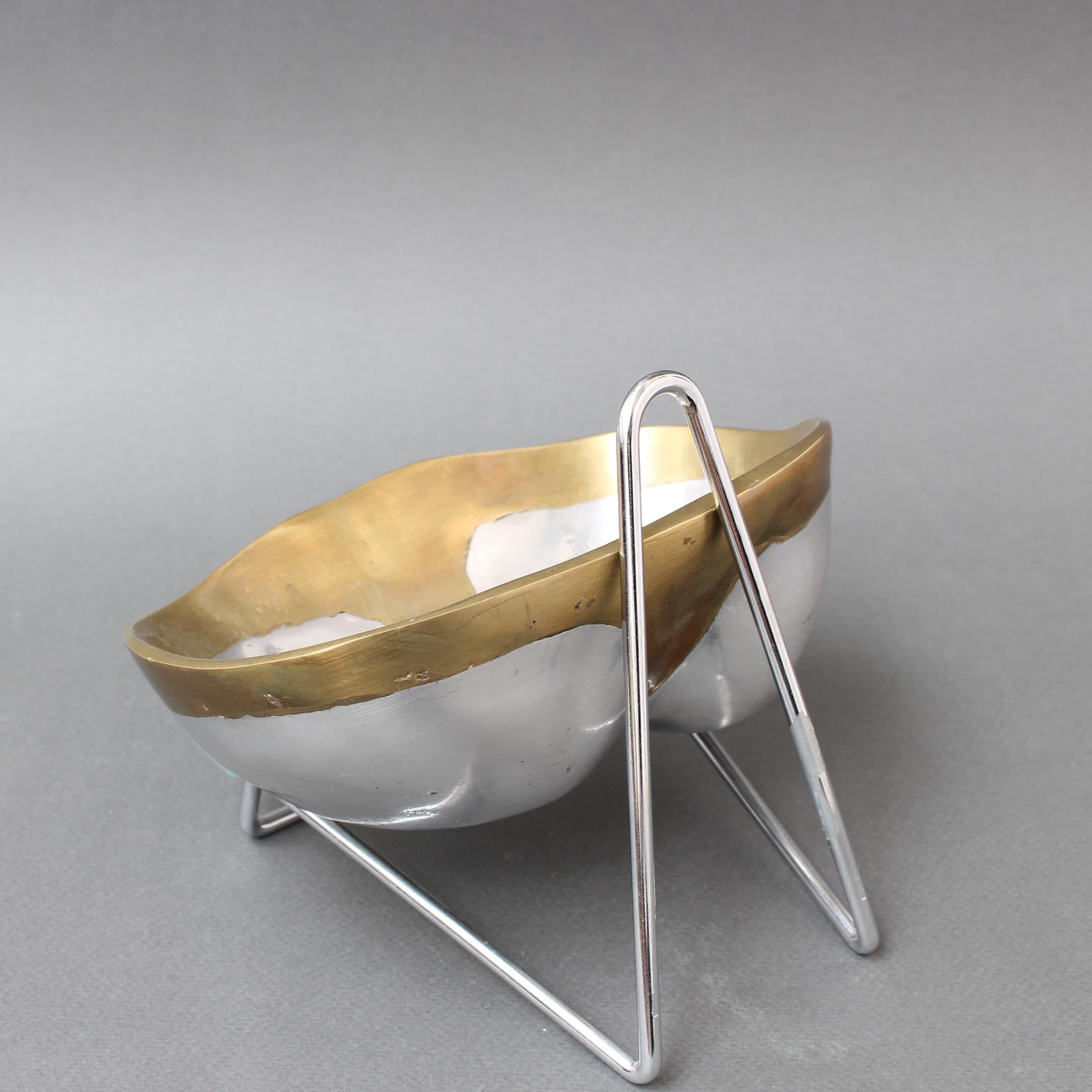 Aluminum Vintage Brutalist Aluminium and Brass Bowl by David Marshall (circa 1980s)