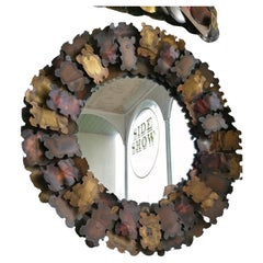 Miroir mural brutaliste américain en laiton et cuivre de style Curtis Jere des années 1970