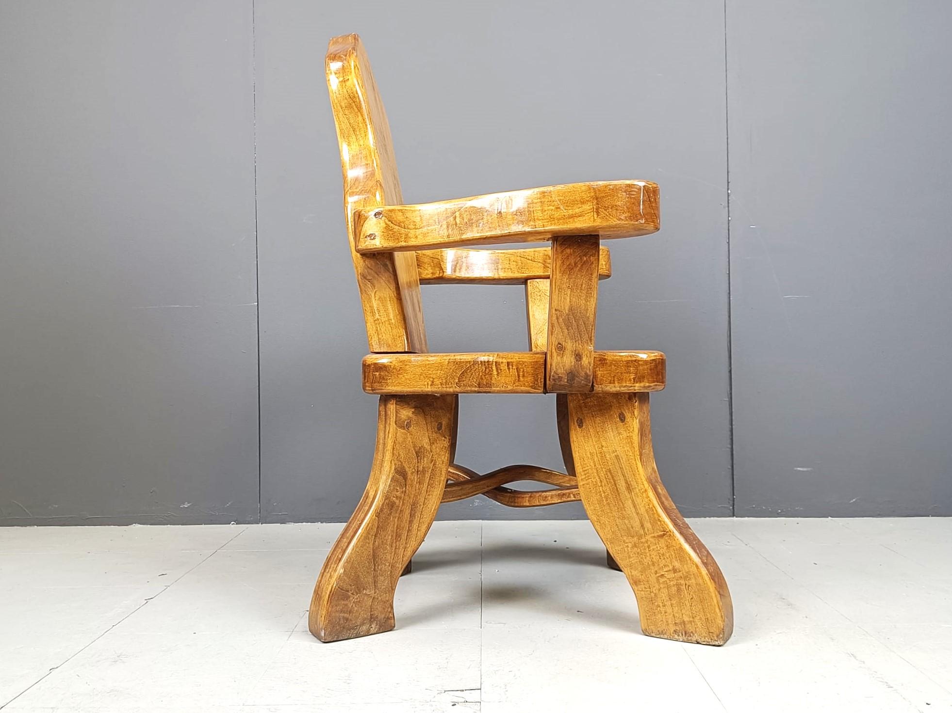 Oak Vintage brutalist armchair, 1960s (Multiple pieces in stock) For Sale