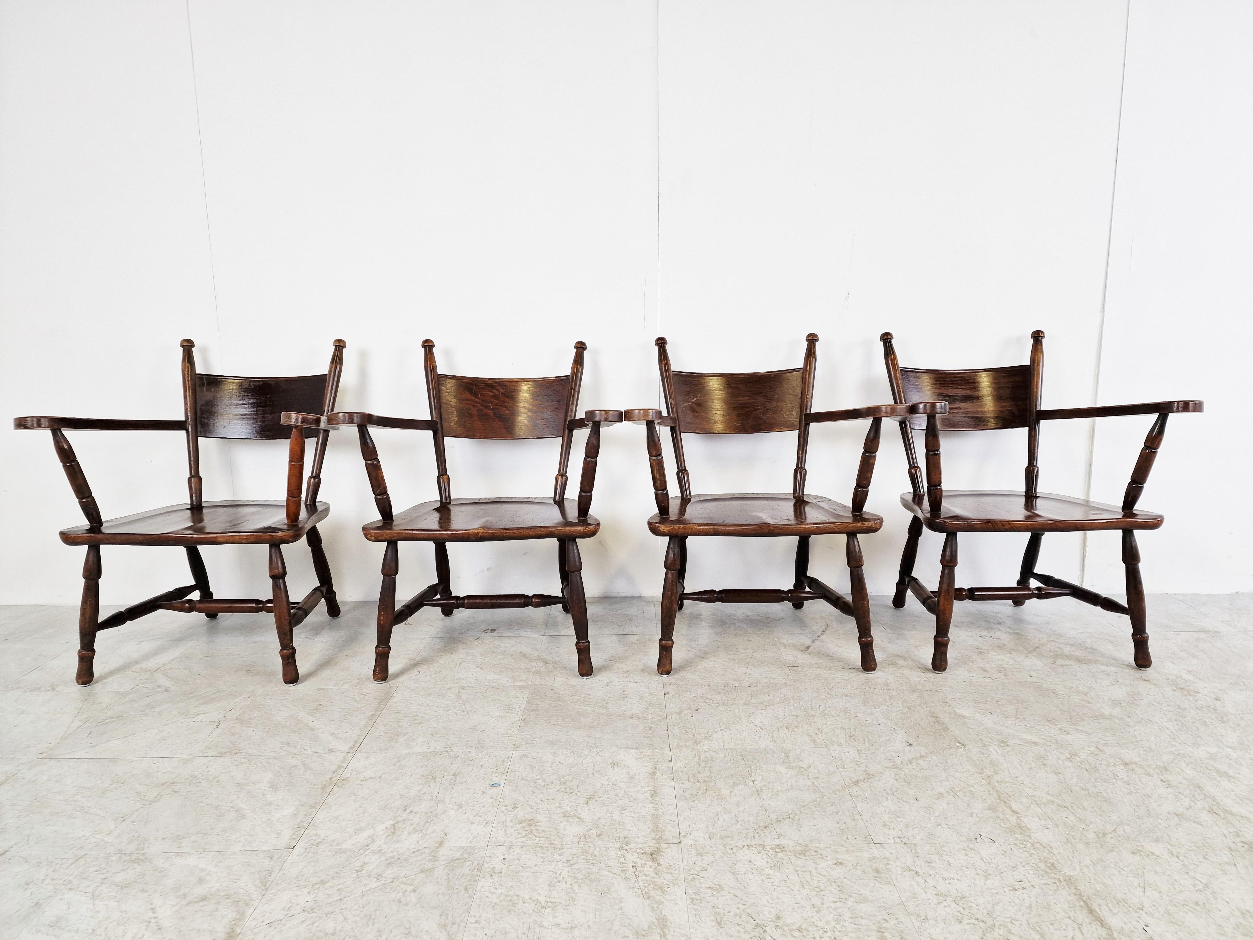 French Vintage Brutalist Armchairs, 1960s, Set of 4 For Sale