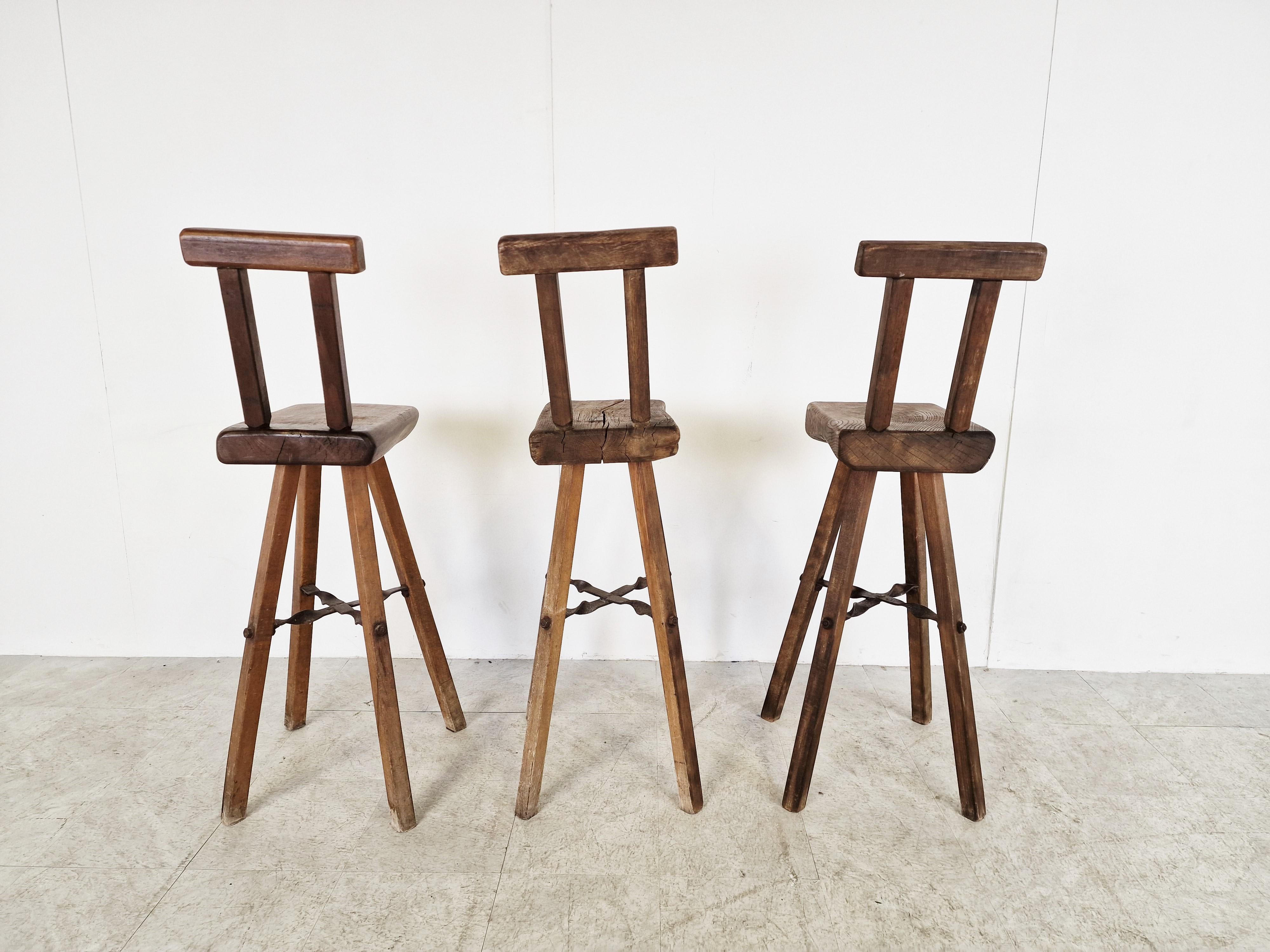 Vintage Brutalist Bar Stools, 1960s For Sale 4